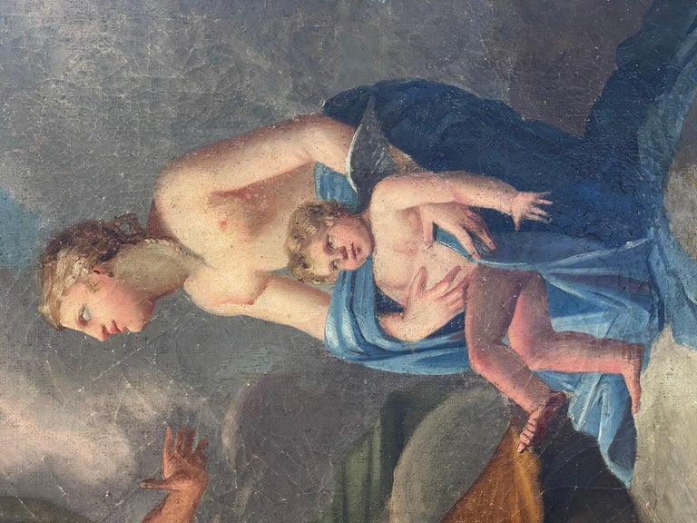 Venus Presenting Cupid to Jupiter, Very Large 18th Century Old Master oil - Brown Figurative Painting by French Old Master