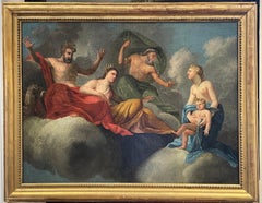 Venus Presenting Cupid to Jupiter, Very Large 18th Century Old Master oil