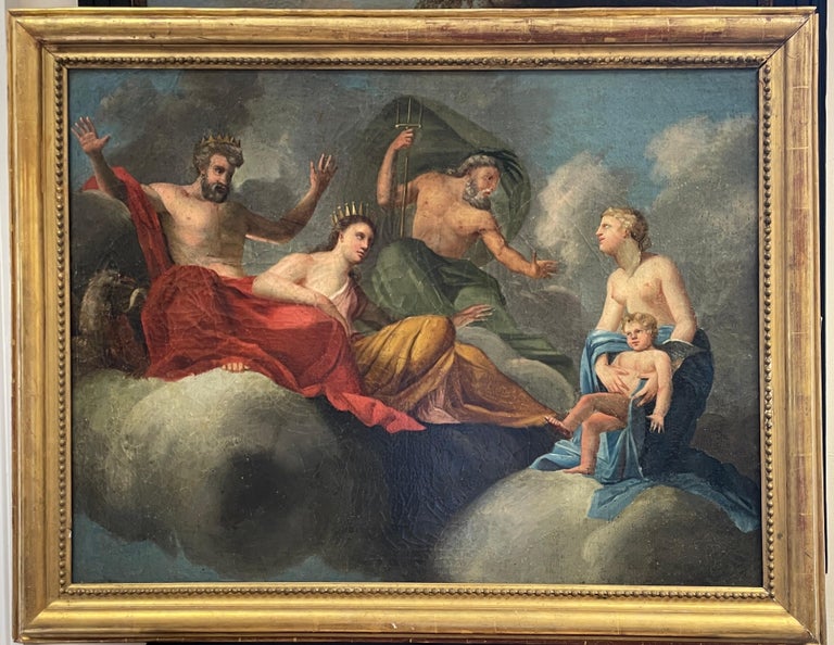 French Old Master Figurative Painting - Venus Presenting Cupid to Jupiter, Very Large 18th Century Old Master oil