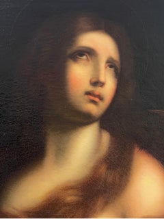 Large 18th Century French Old Master Oil Painting The Penitent Magdalene