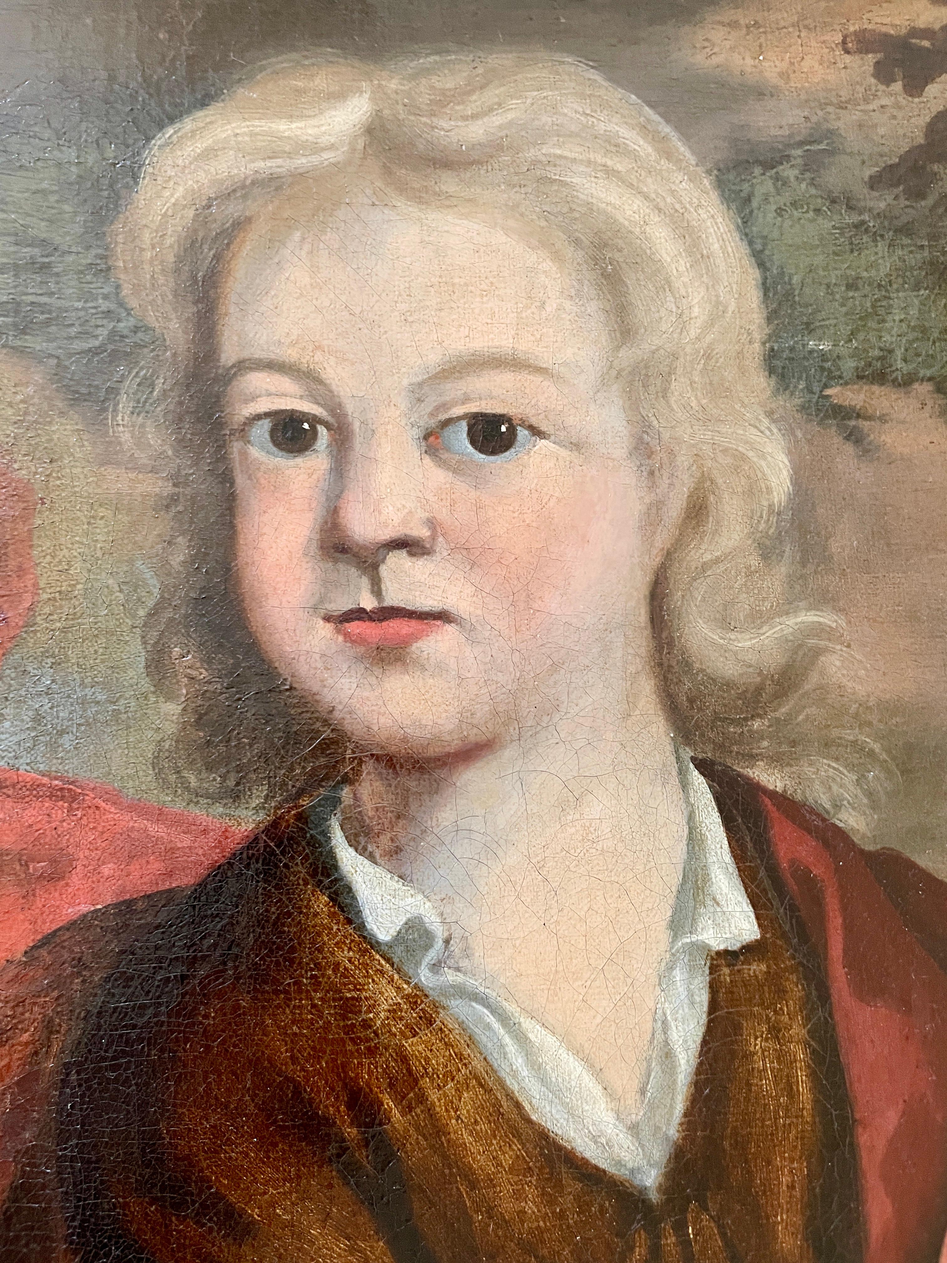 Canvas French Old Master Painting of a Child For Sale