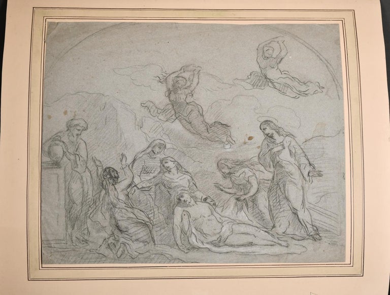 FINE 18th CENTURY OLD MASTER CHARCOAL DRAWING - THE LAMENTATION OF CHRIST - Art by French Old Master