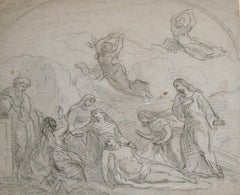 FINE 18th CENTURY OLD MASTER CHARCOAL DRAWING - THE LAMENTATION OF CHRIST