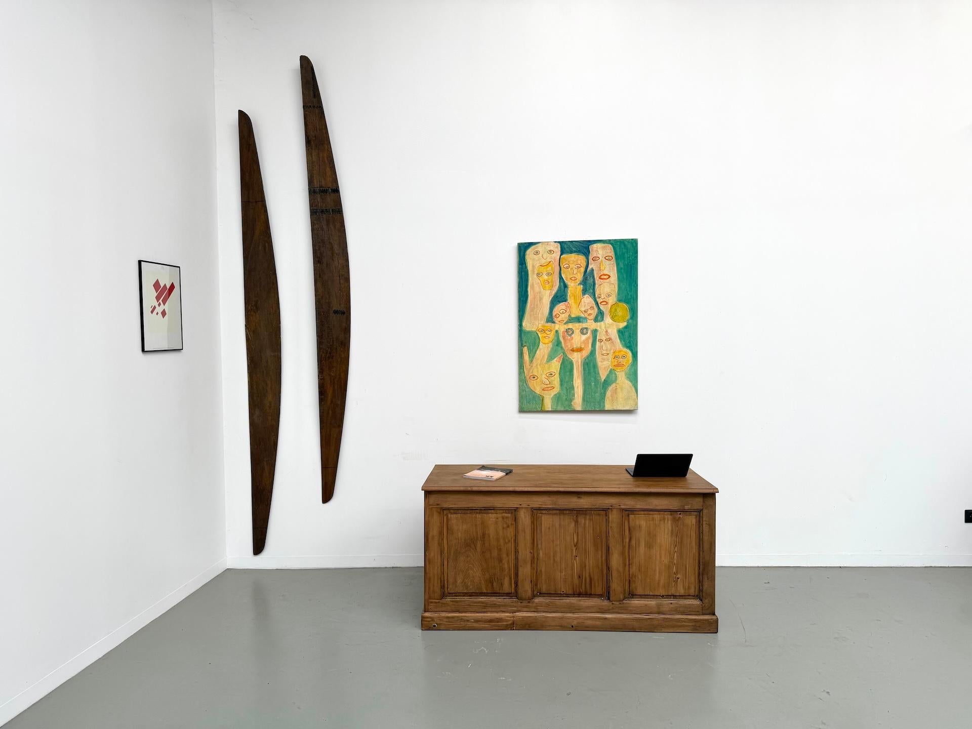 Französischer alter Kaufmannstresen aus blondem Kiefernholz mit einer Platte aus massiver Eiche (Französische Provence) im Angebot