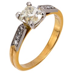 Französischer Diamant aus alter Mine 18k Gelbgold Verlobungsring