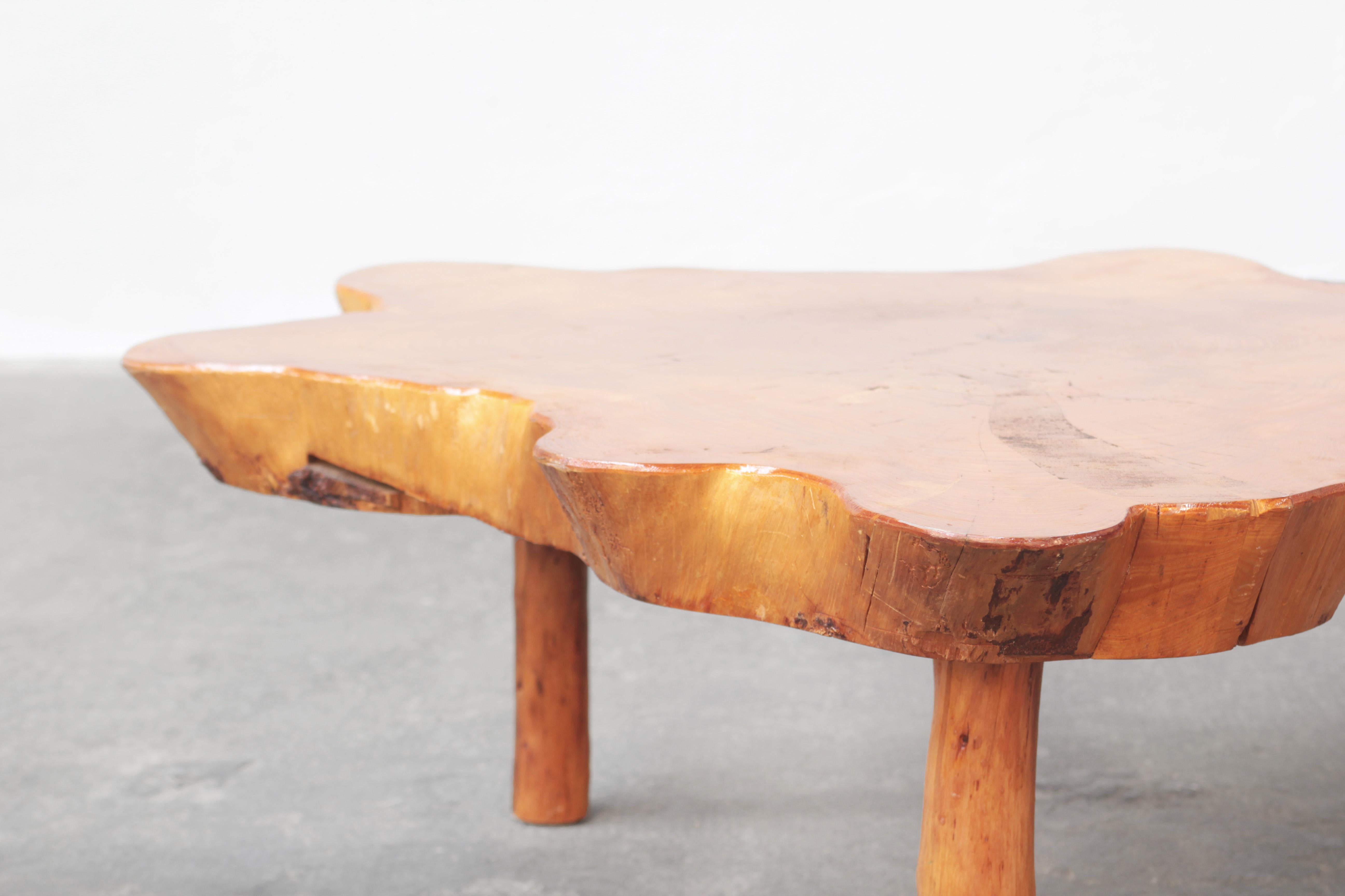 20th Century French Old Patinated Tree Trunk Table in Pine, 1950ies
