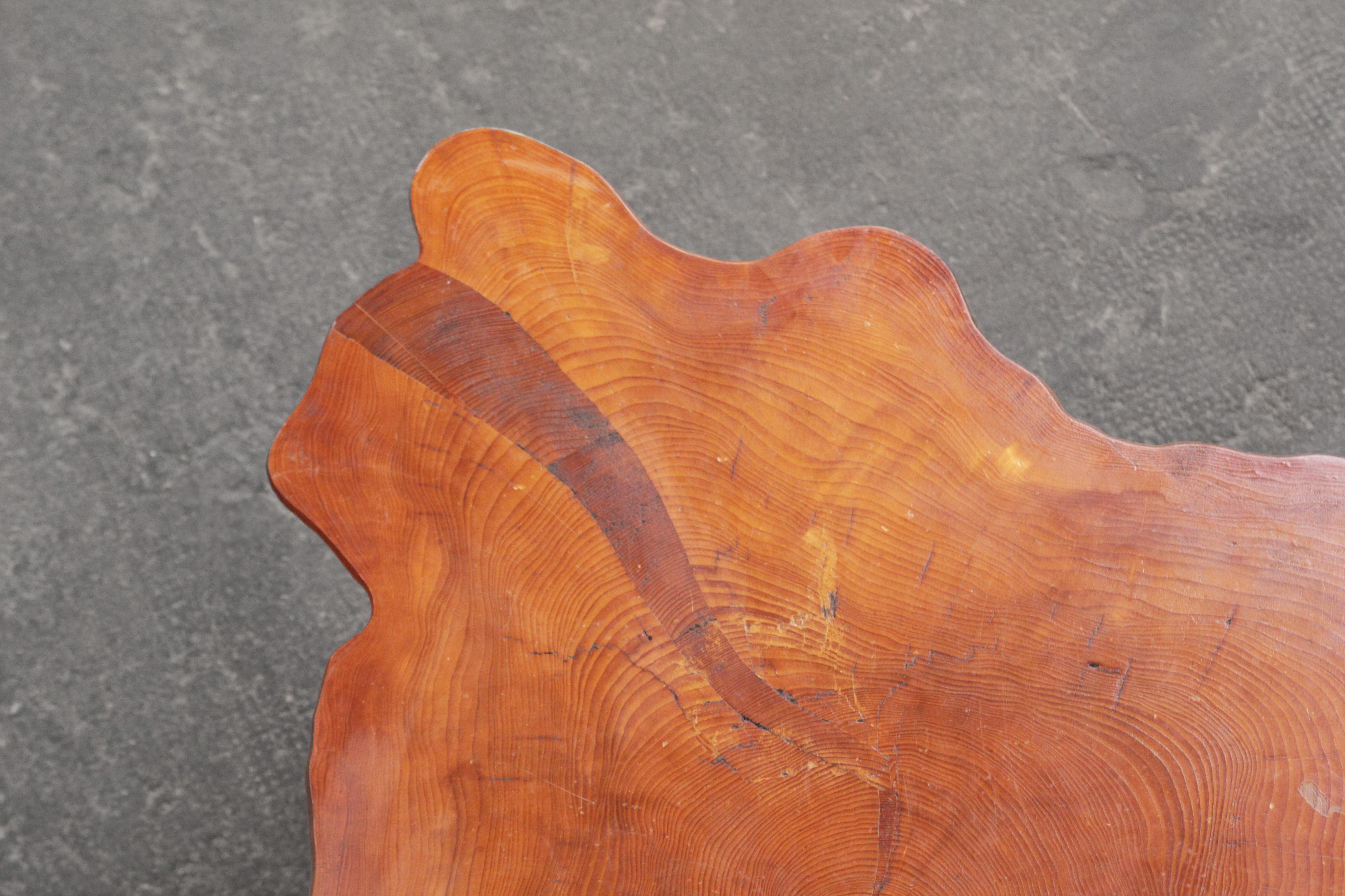 French Old Patinated Tree Trunk Table in Pine, 1950ies 2