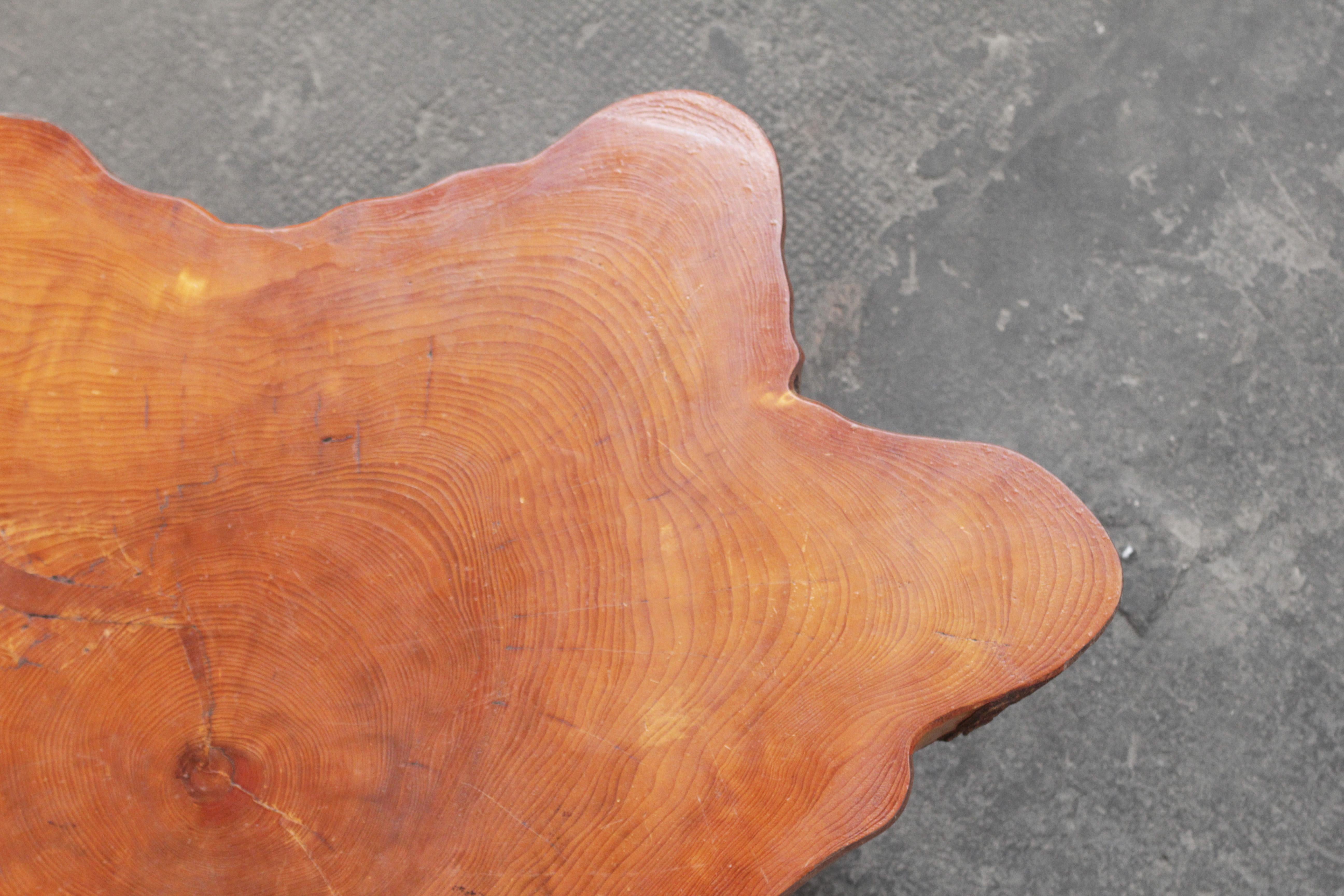 French Old Patinated Tree Trunk Table in Pine, 1950ies 3
