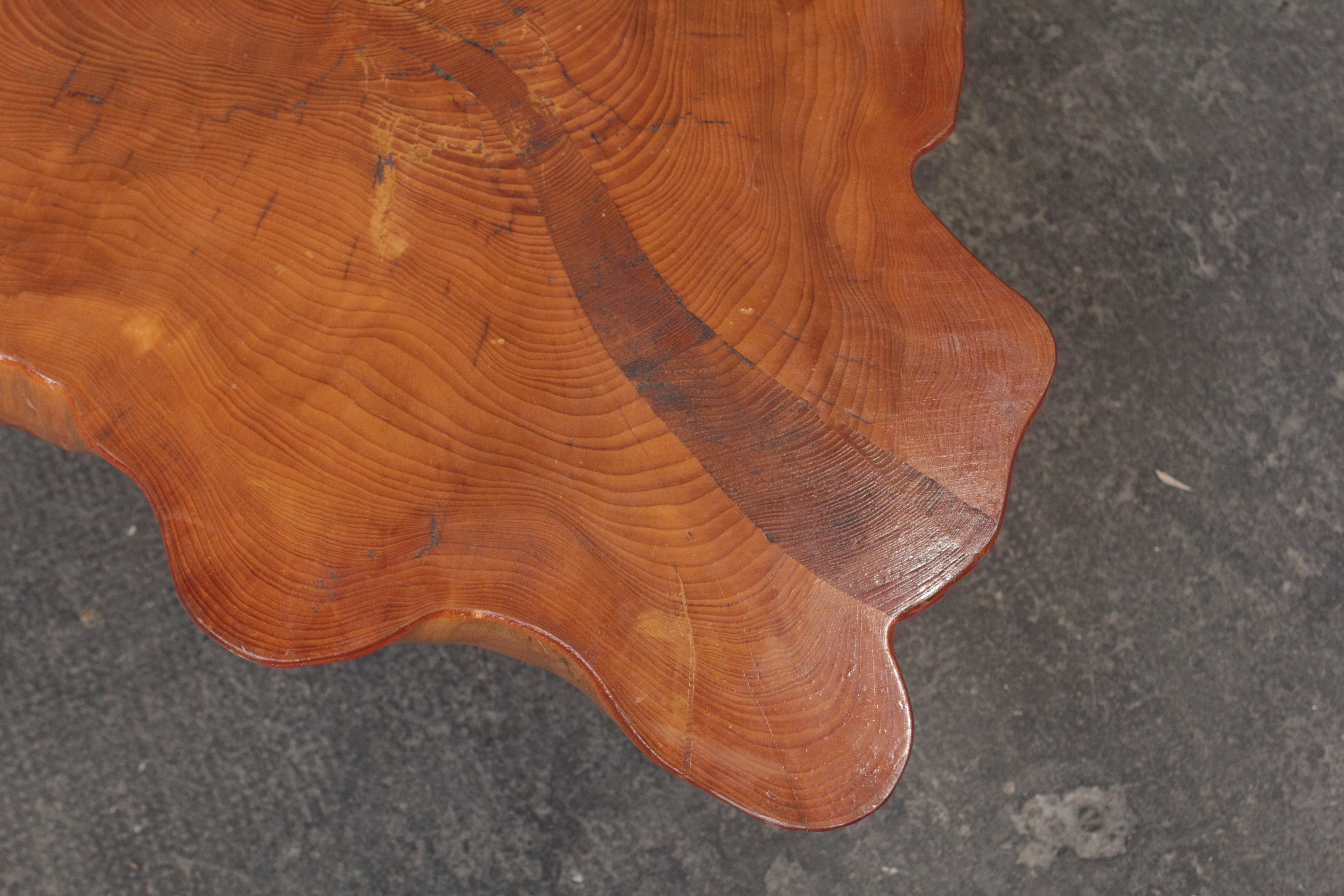 French Old Patinated Tree Trunk Table in Pine, 1950ies 4