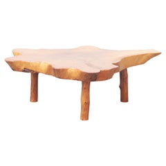 French Old Patinated Tree Trunk Table in Pine, 1950ies