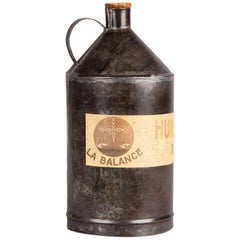 Antique French Olive Oil Metal Can, 1920s