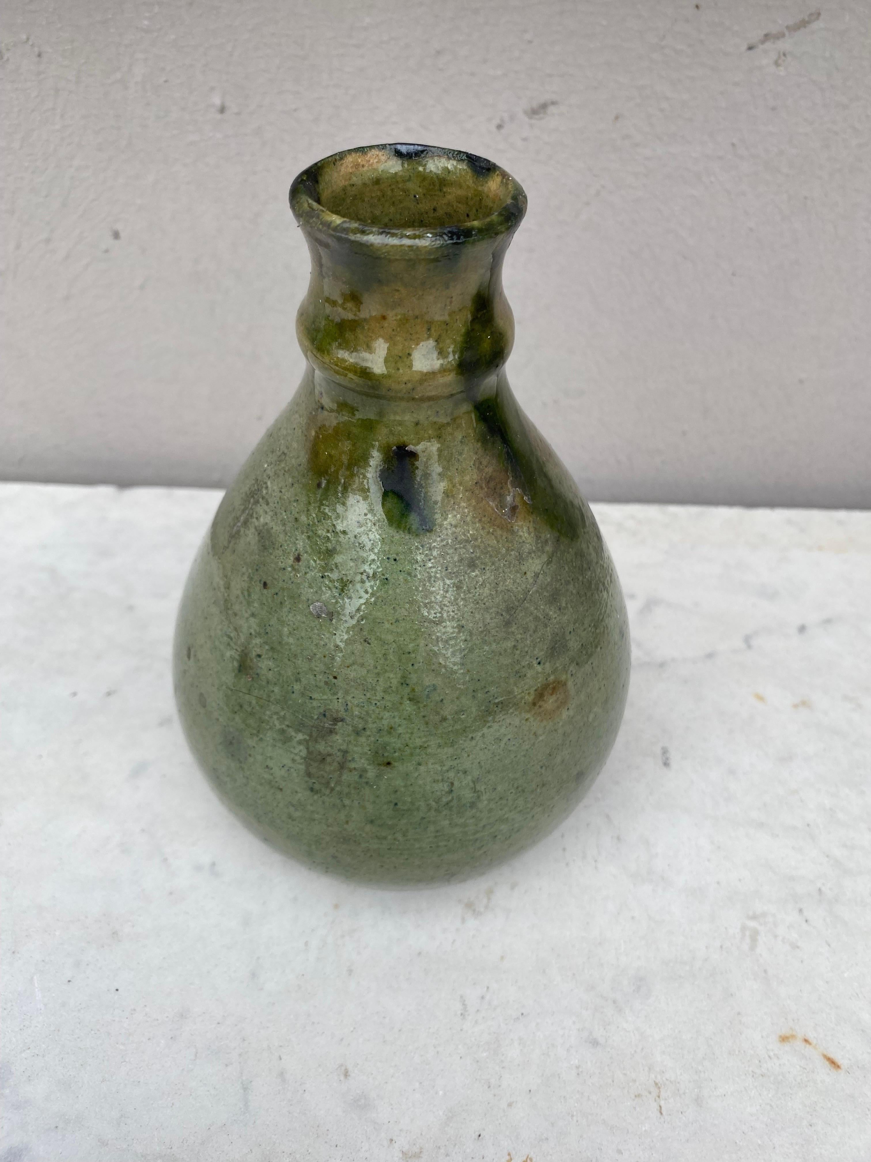 French Olive Pottery Vase, Circa 1930 In Good Condition For Sale In Austin, TX