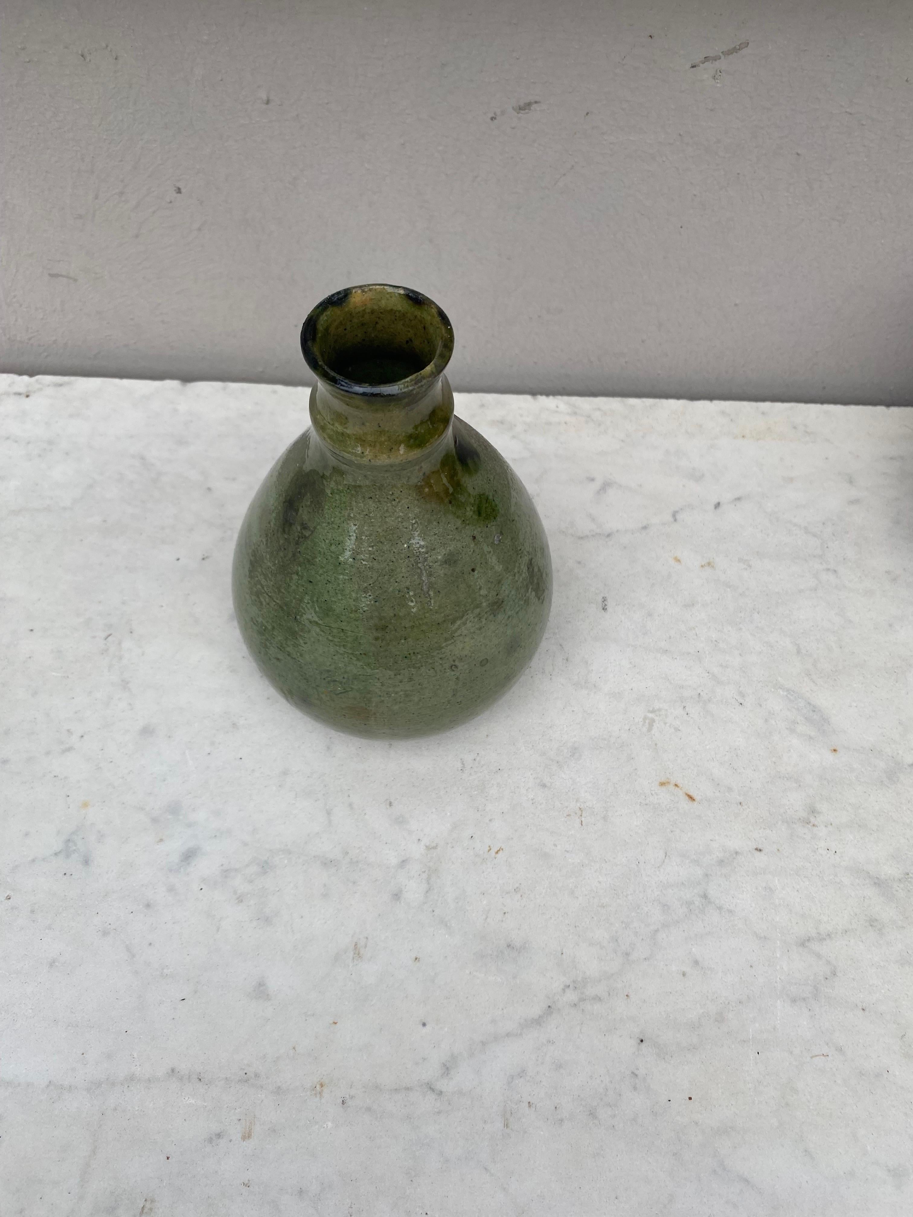 French Olive Pottery Vase, Circa 1930 For Sale 1