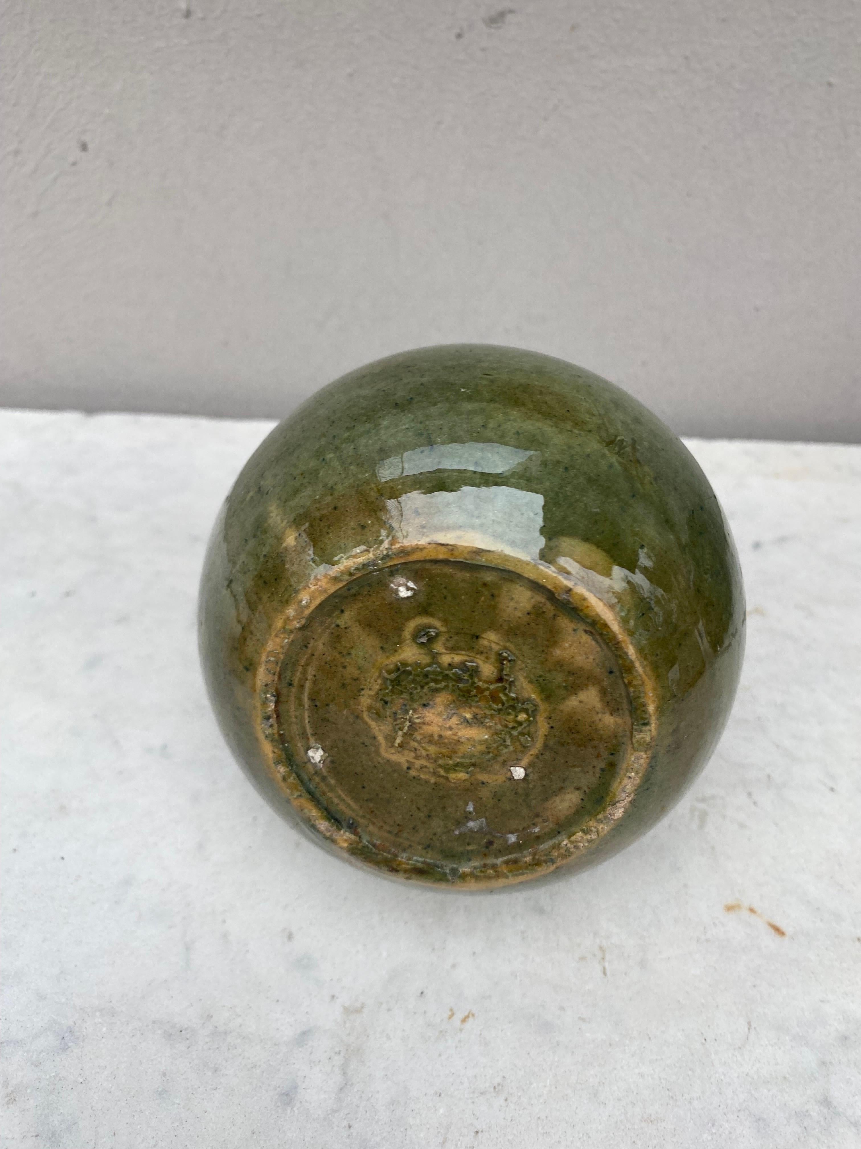 French Olive Pottery Vase, Circa 1930 For Sale 2