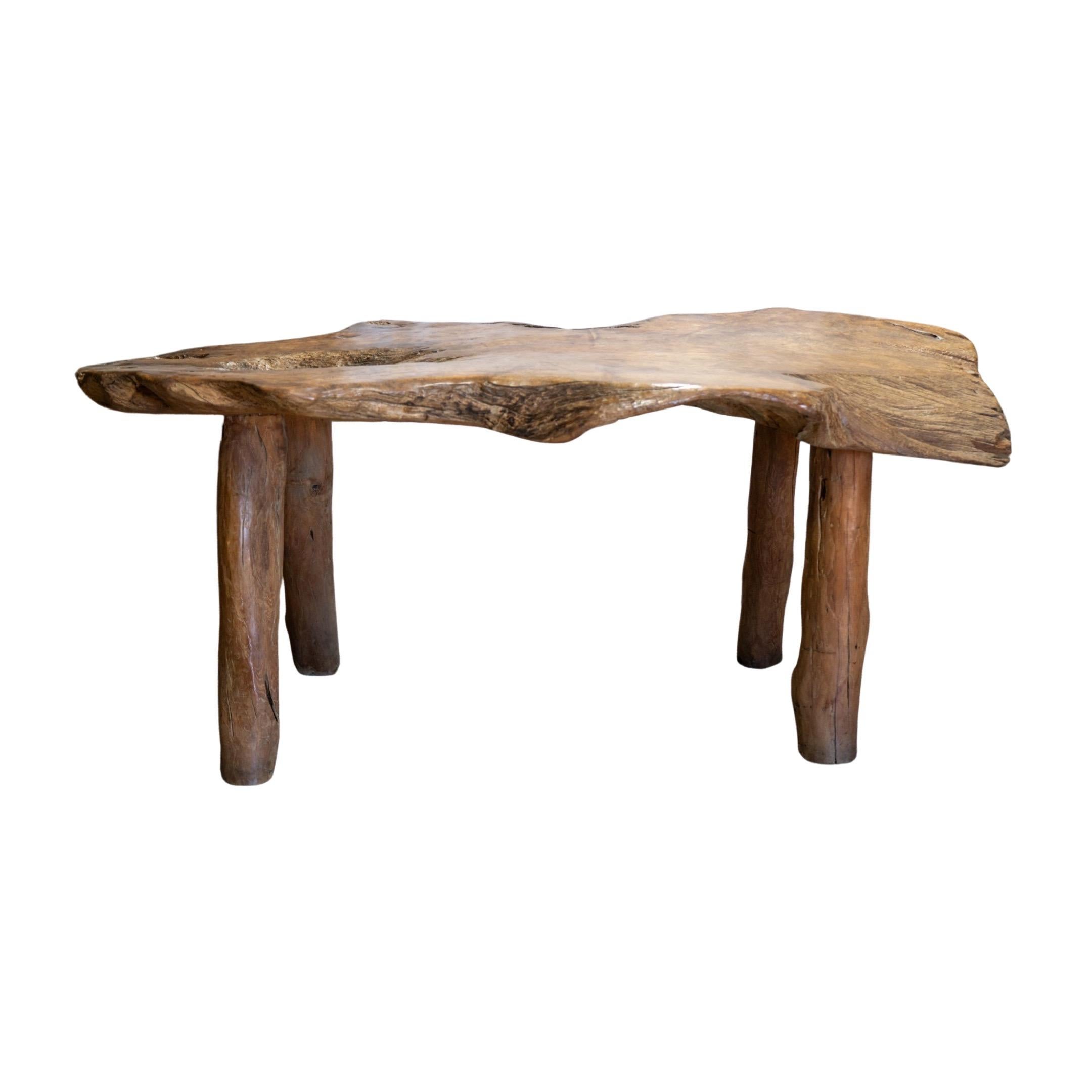 Französisches Olivenbaumholz-Gartentisch-Set aus Holz im Angebot 9