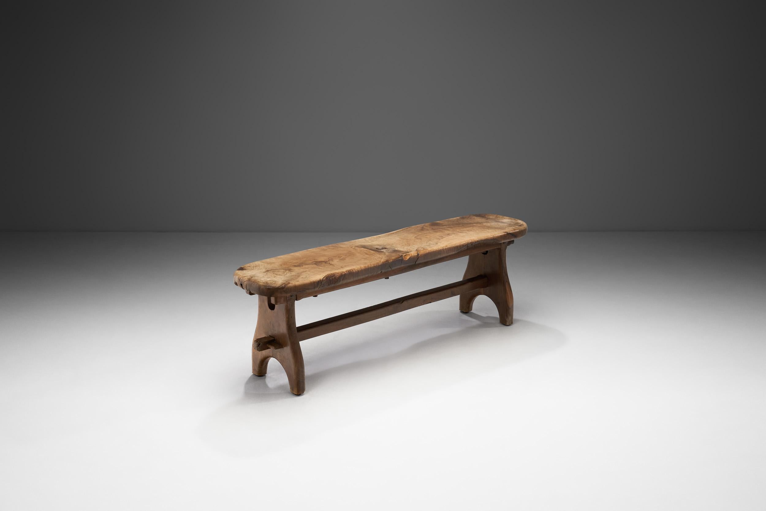 French Olive Wood Bench, France, 1970s In Good Condition In Utrecht, NL