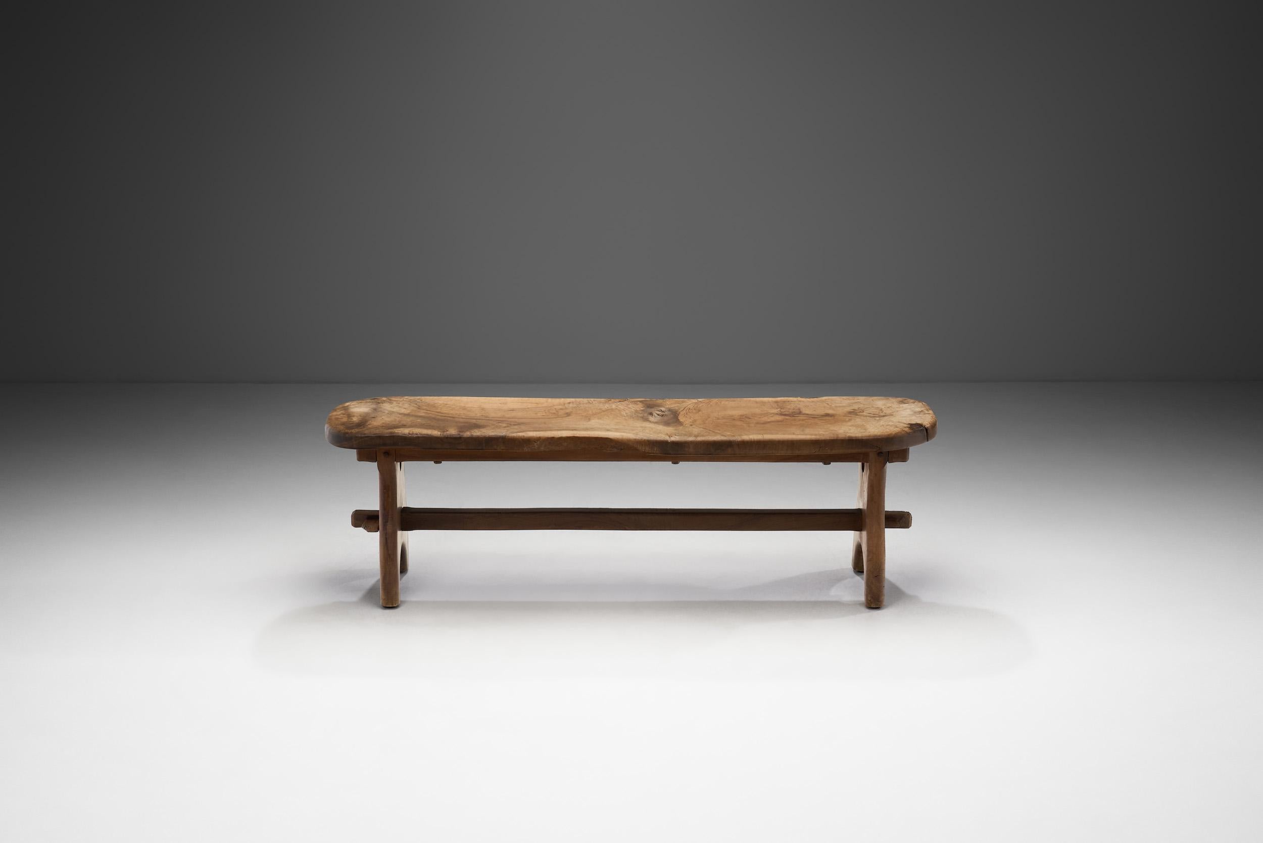 Late 20th Century French Olive Wood Bench, France, 1970s