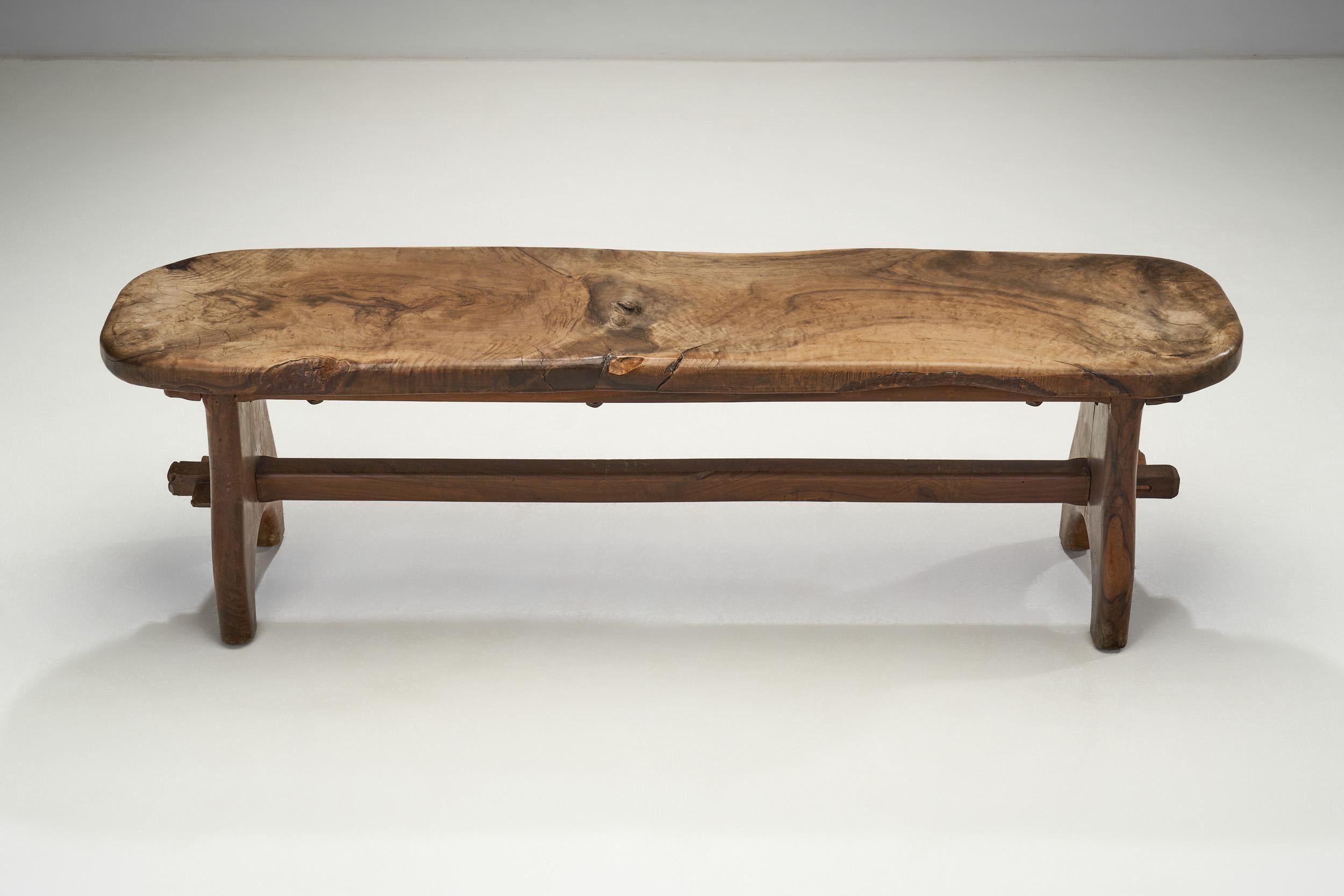 French Olive Wood Bench, France, 1970s 1