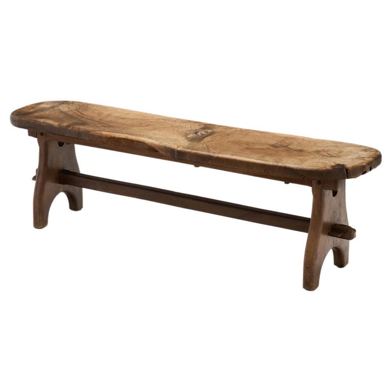 French Olive Wood Bench, France, 1970s For Sale at 1stDibs