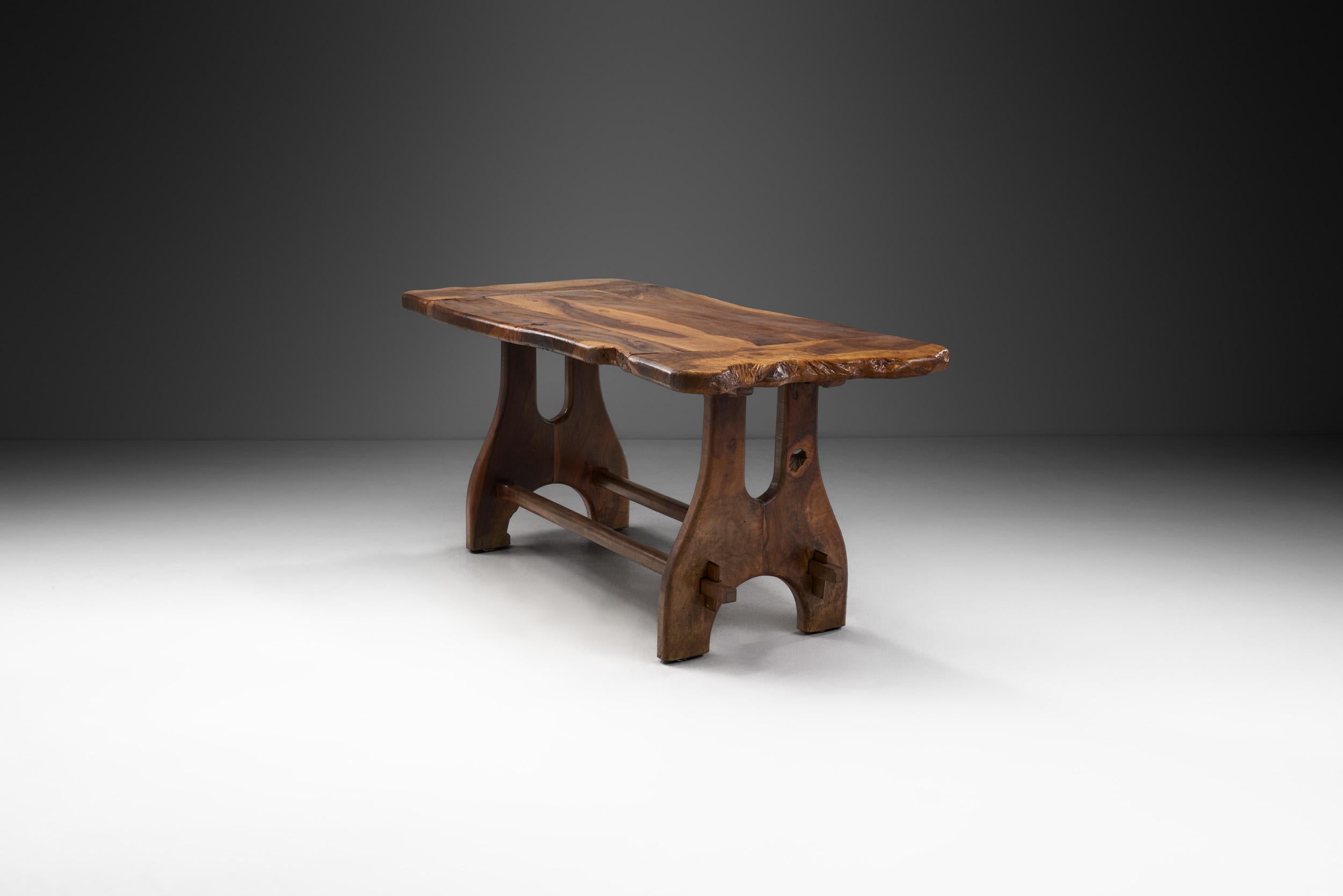 Mid-Century Modern French Olive Wood Dining Table, France, 1970s For Sale