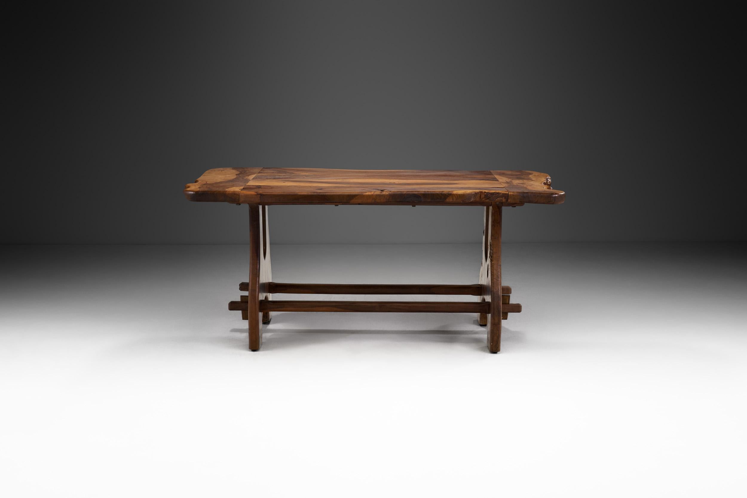 Late 20th Century French Olive Wood Dining Table, France, 1970s For Sale