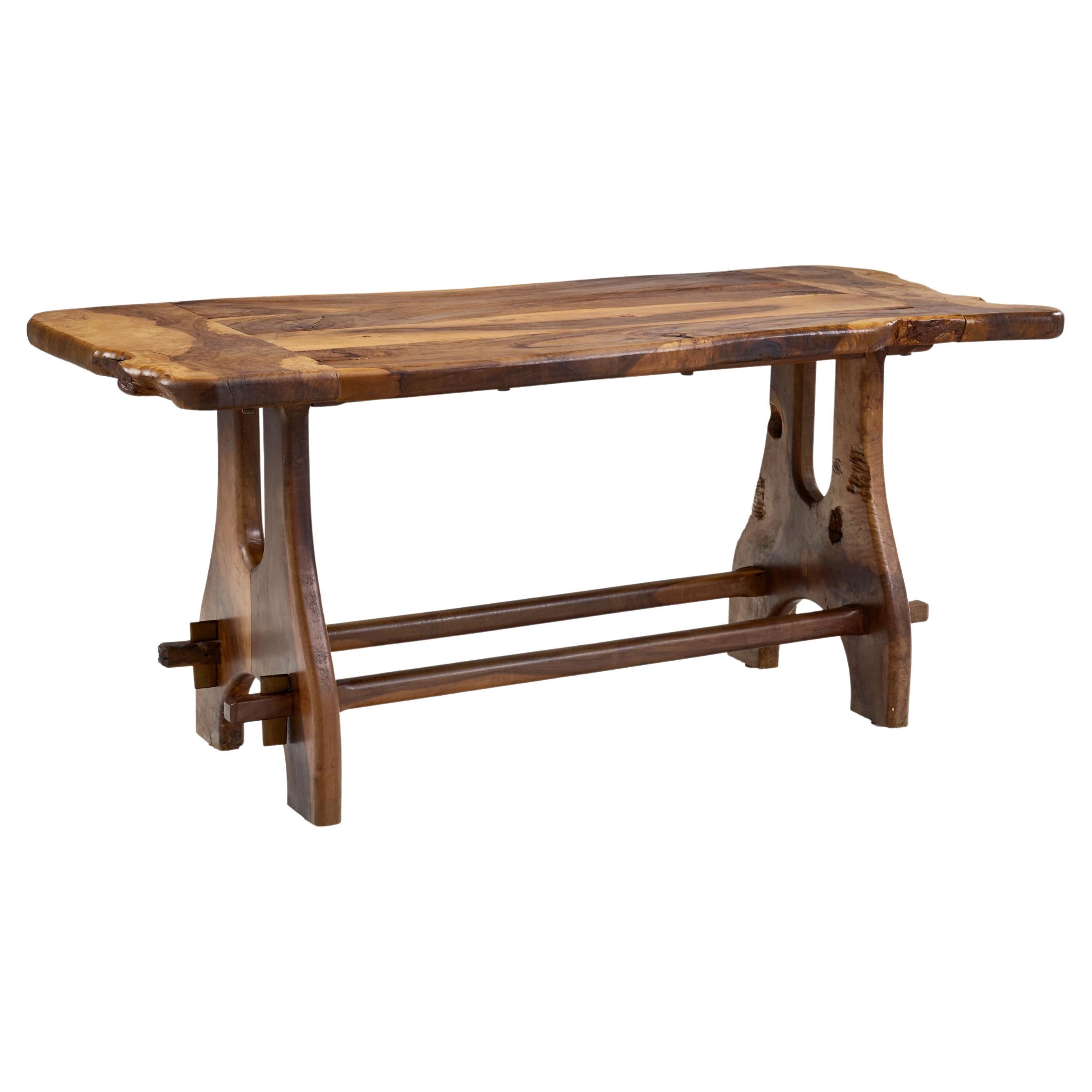 French Olive Wood Dining Table, France, 1970s For Sale