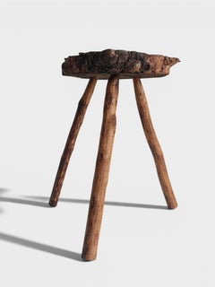 French Olive Wood Rustic / Wabi Sabi Accent Side Table / Stool, Early 20th C.