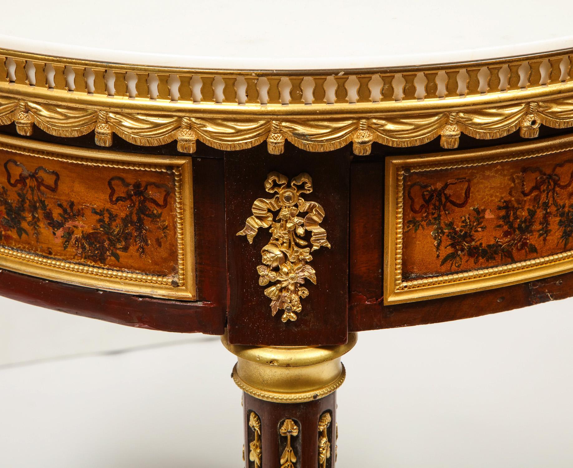 French Ormolu and Vernis Martin Low Table Gueridon with Marble Top, circa 1880 4