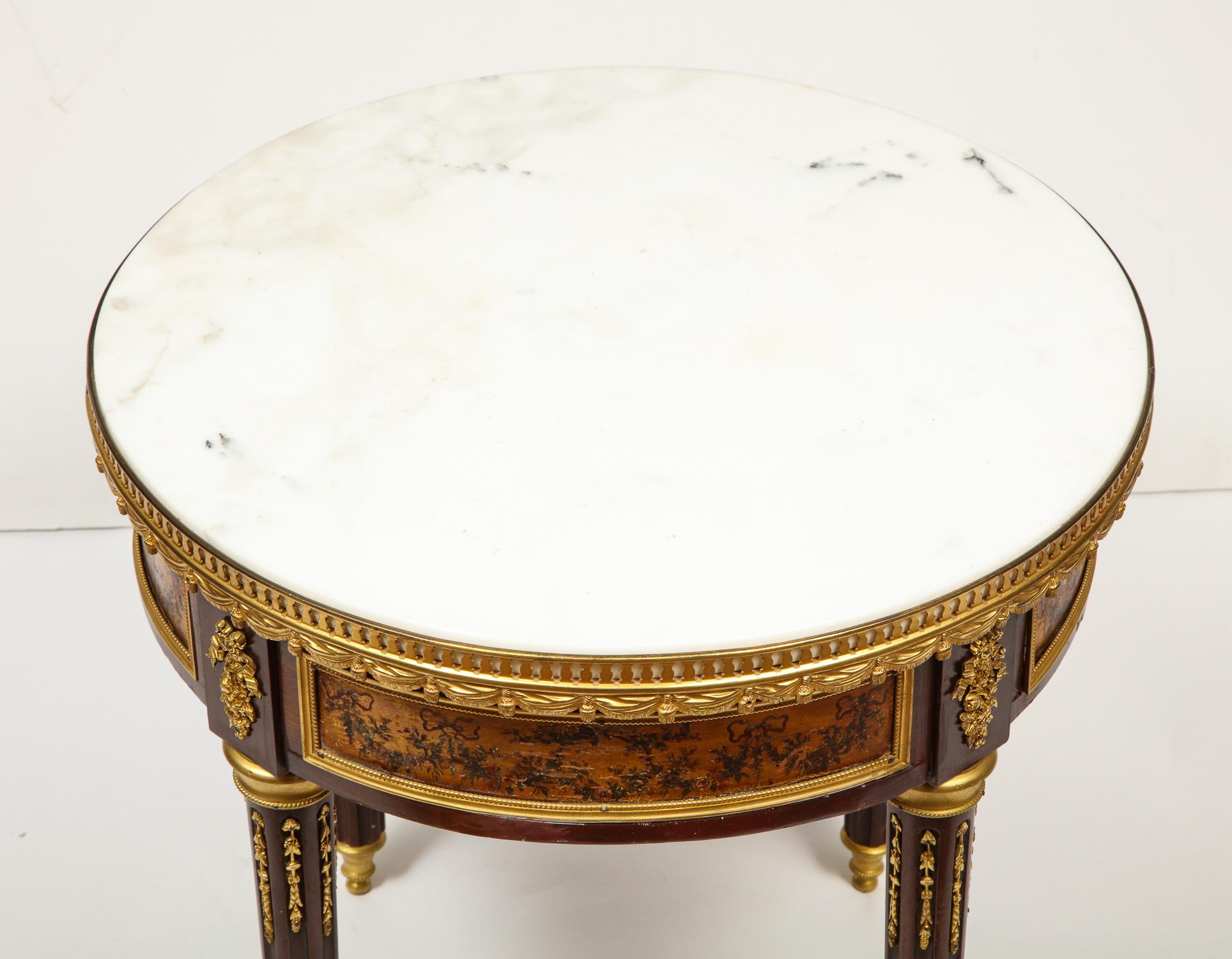 French Ormolu and Vernis Martin Low Table Gueridon with Marble Top, circa 1880 5