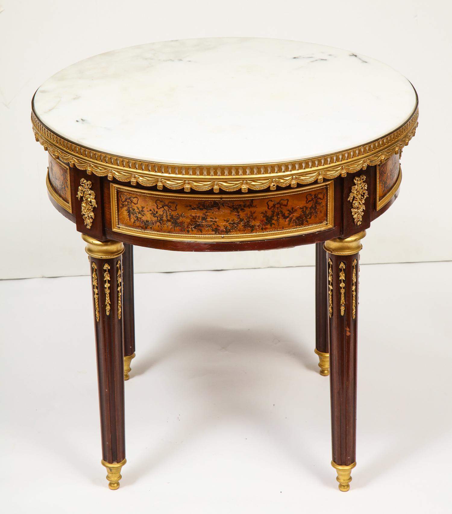 French Ormolu and Vernis Martin Low Table Gueridon with Marble Top, circa 1880 6