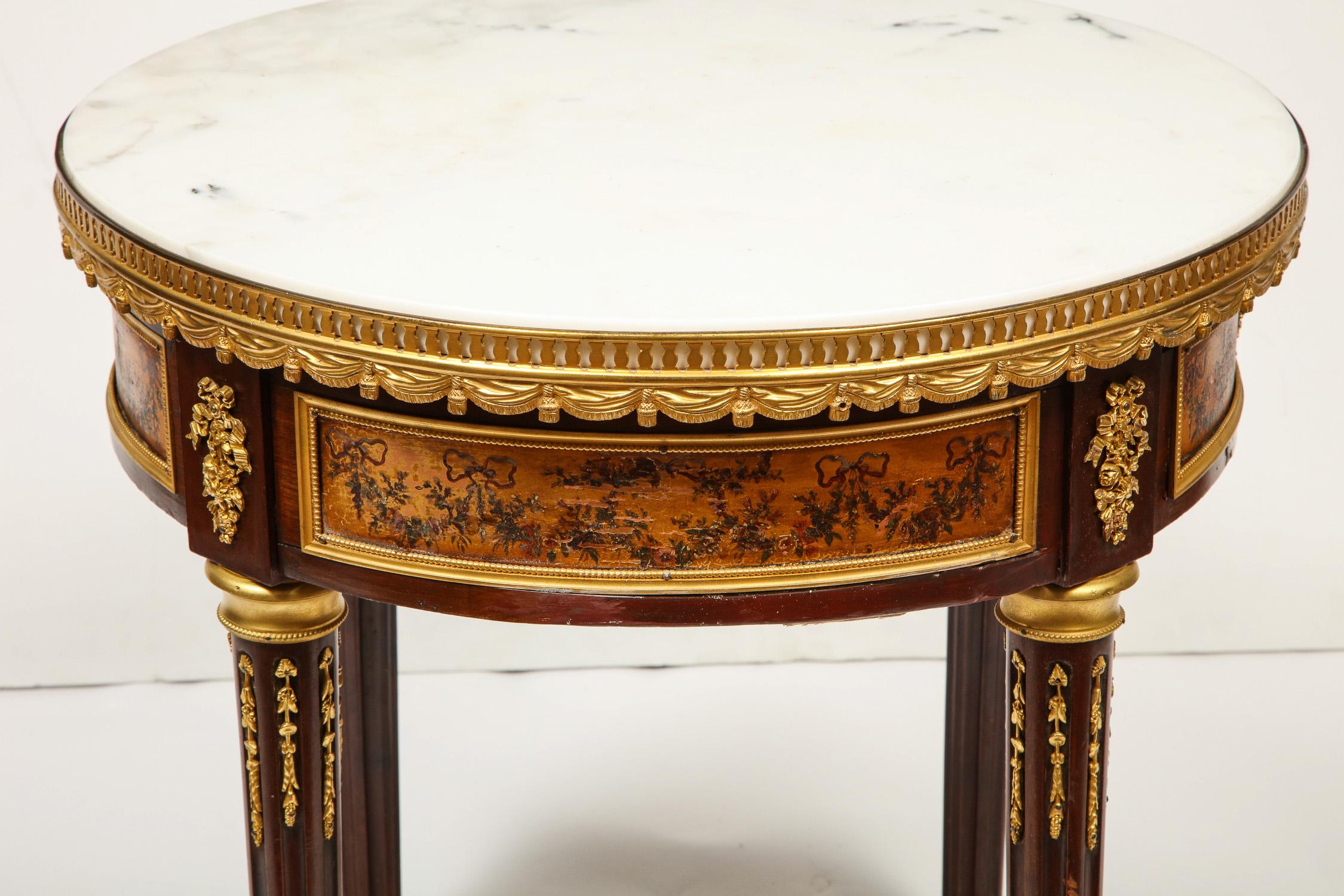 French Ormolu and Vernis Martin Low Table Gueridon with Marble Top, circa 1880 7