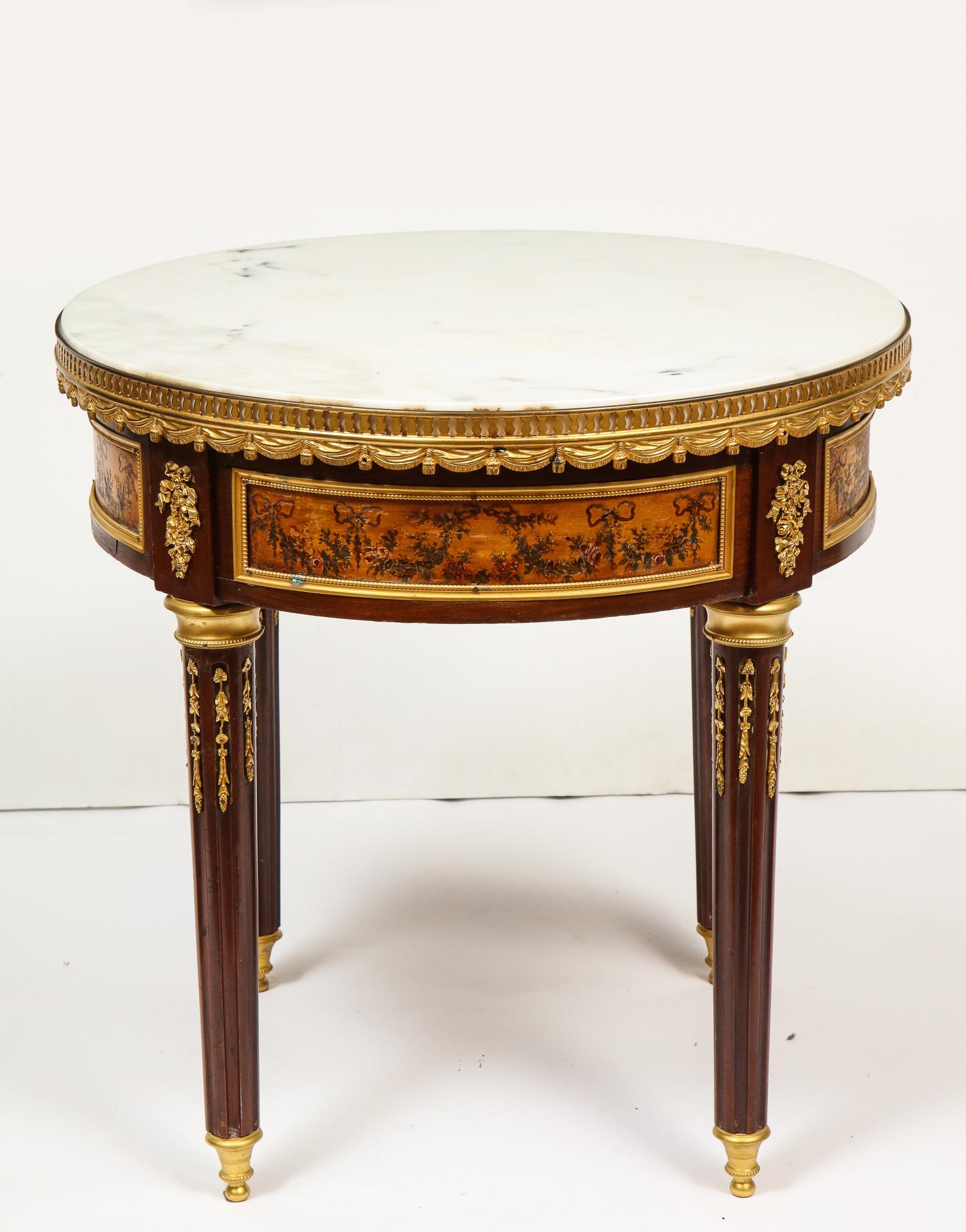 French Ormolu and Vernis Martin Low Table Gueridon with Marble Top, circa 1880 9