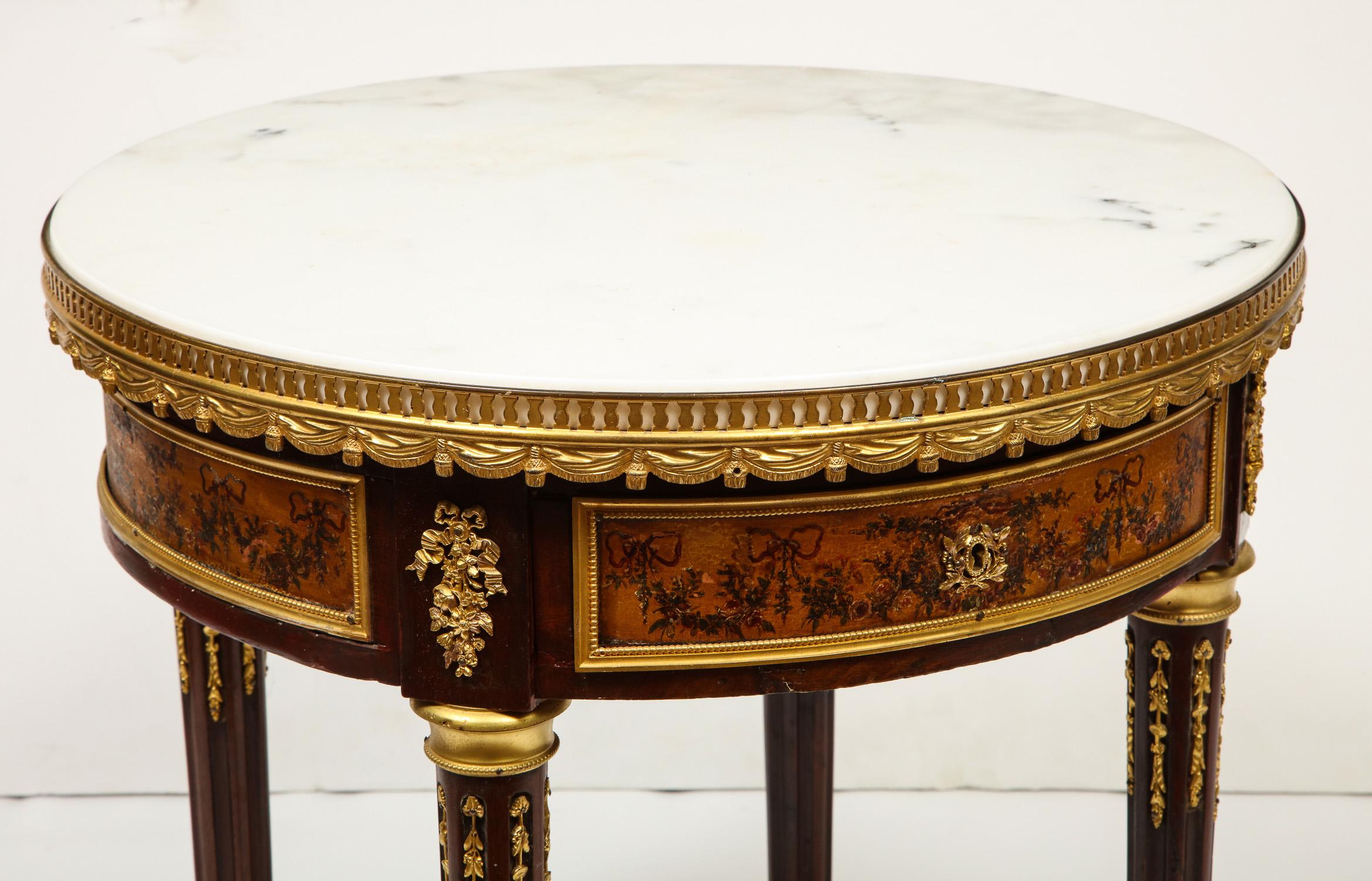 French Ormolu and Vernis Martin Low Table Gueridon with Marble Top, circa 1880 In Good Condition In Queens, NY