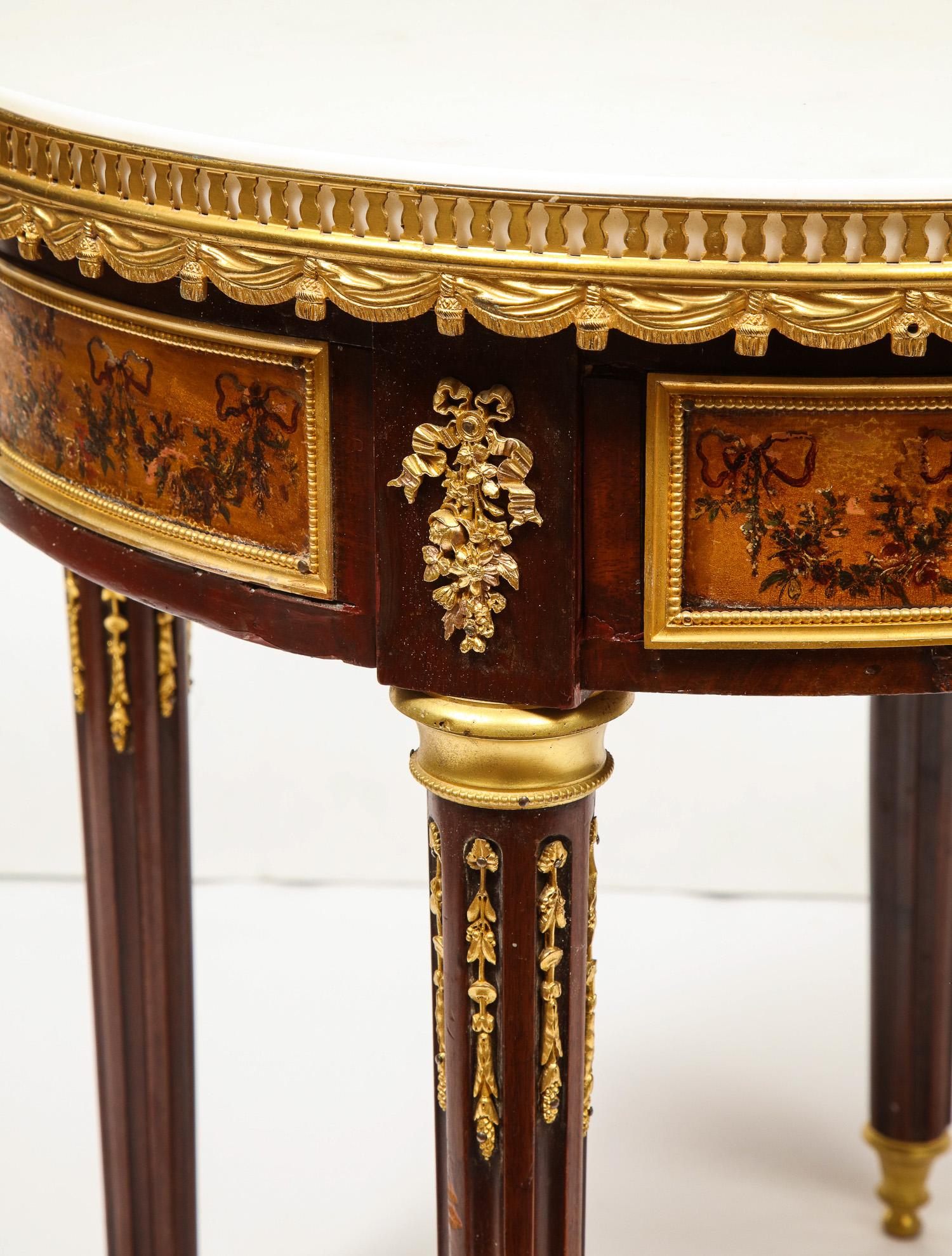 19th Century French Ormolu and Vernis Martin Low Table Gueridon with Marble Top, circa 1880