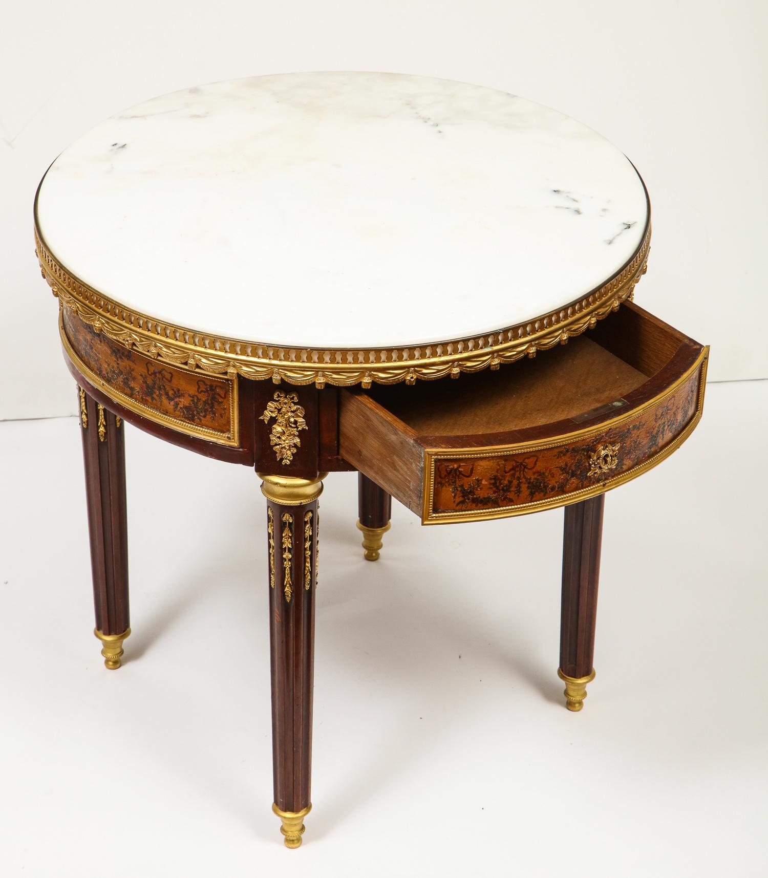 French Ormolu and Vernis Martin Low Table Gueridon with Marble Top, circa 1880 2