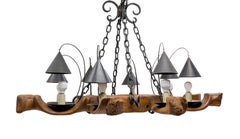 French One of a Kind Midcentury Four-Yokes Chandelier Pendant Light Mid-Century