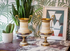 French Onyx and Champlevé Urns by Ferdinand Barbedienne, Circa 1875