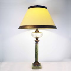 French Onyx and Cloisonne Banquet Lamp