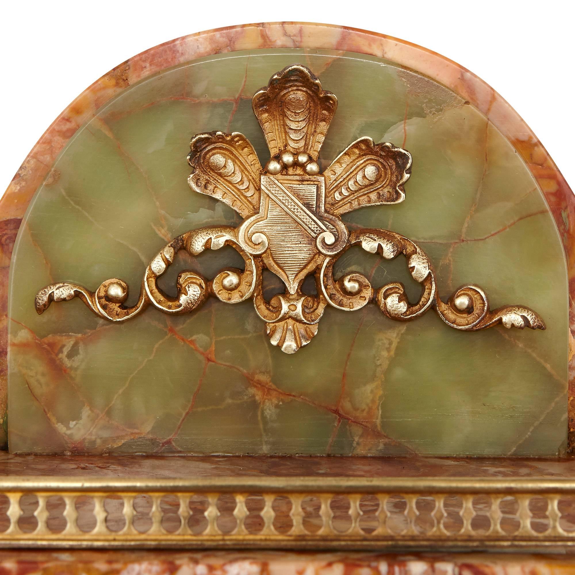 Gilt French Onyx and Enamel Miniature Table Cabinet For Sale