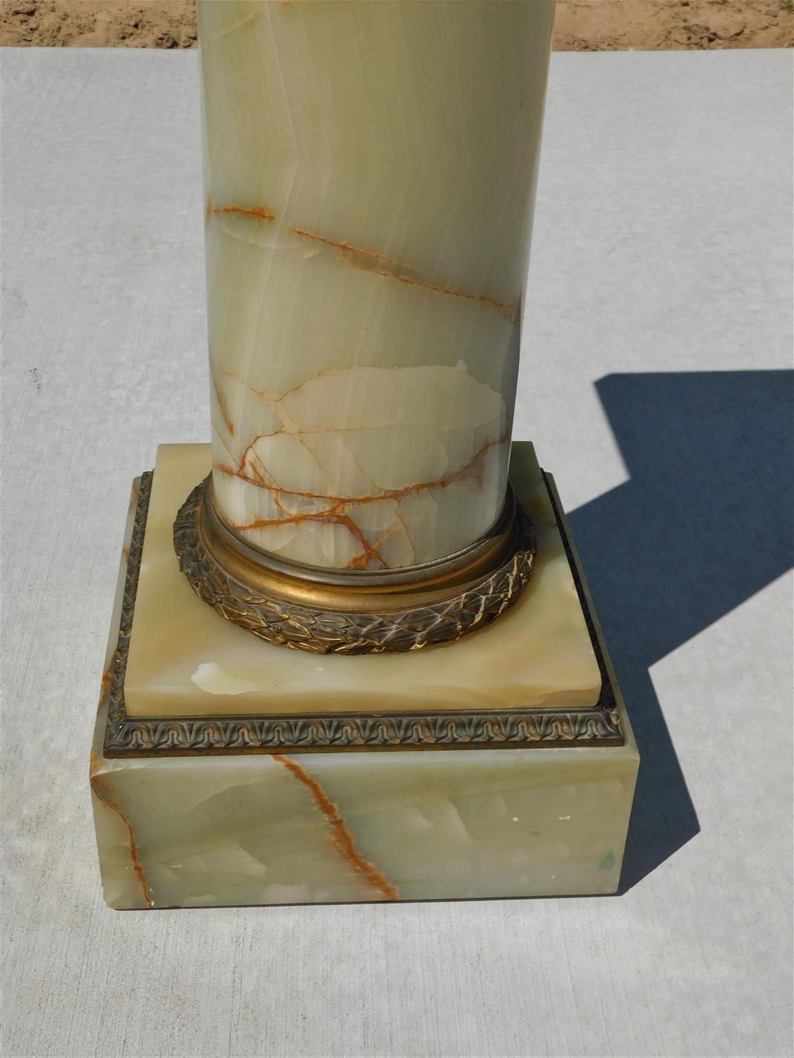 French Onyx and Gilt Bronze Foliage Garden Pedestal on Squared Base, Circa 1850 For Sale 1