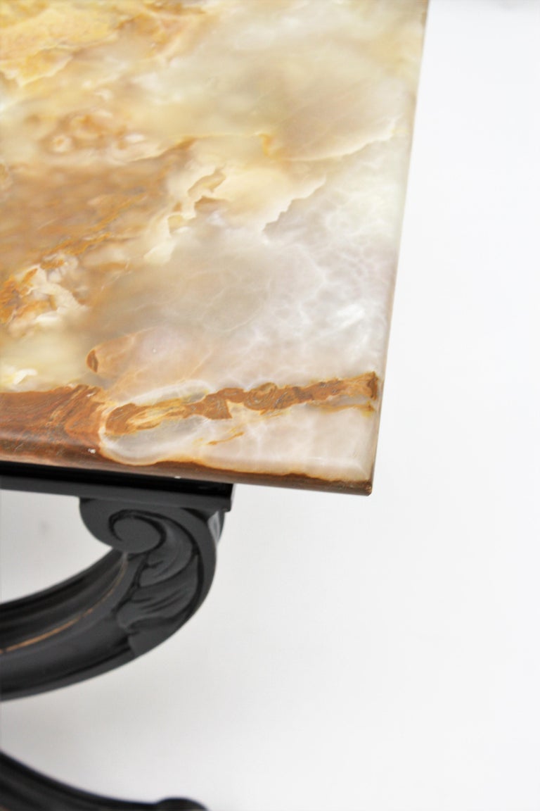 French Onyx and Wood Coffee Table For Sale 6