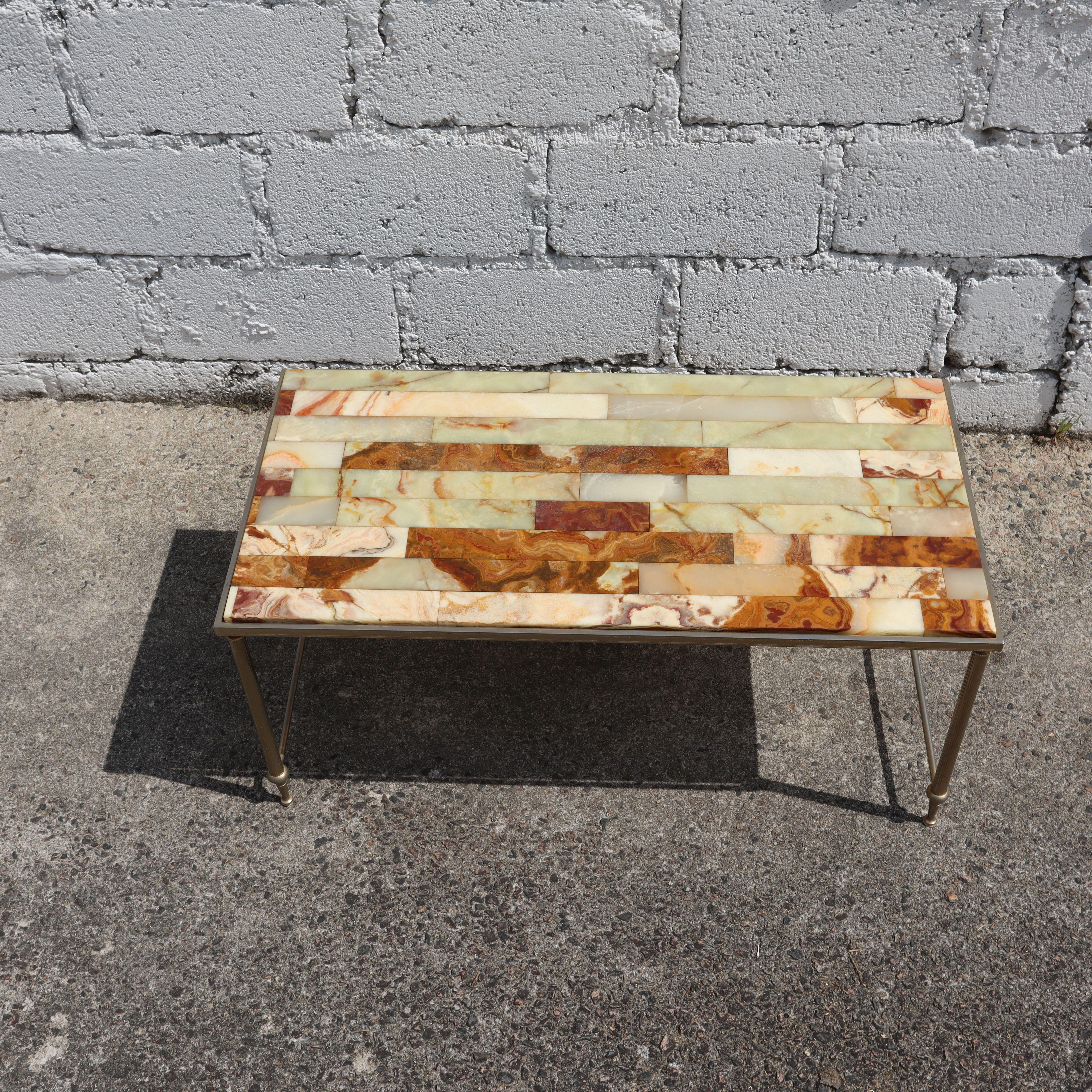 Hand-Crafted French Onyx  Coffee Table - Maison Jansen Style-70 For Sale