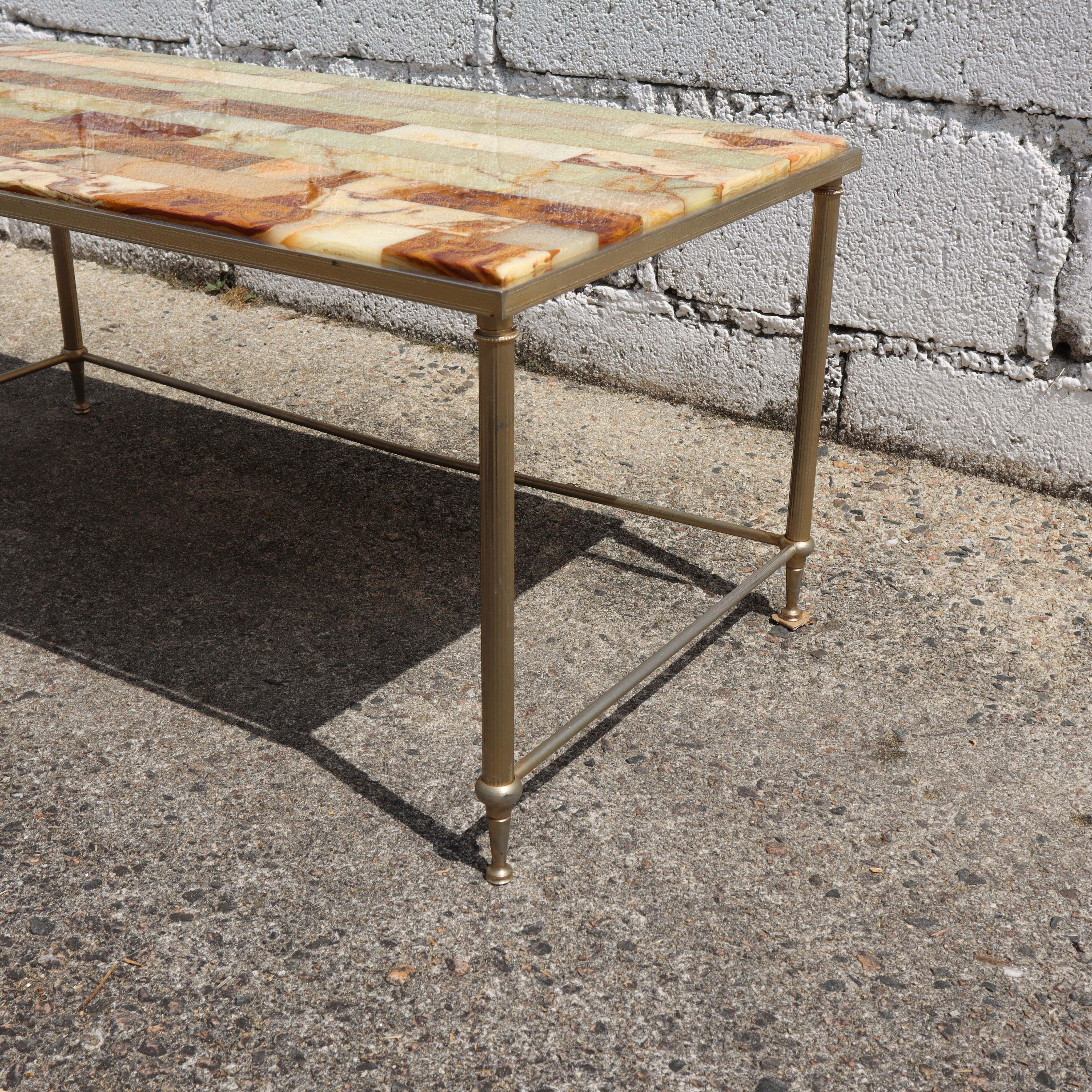 Late 20th Century French Onyx  Coffee Table - Maison Jansen Style-70 For Sale