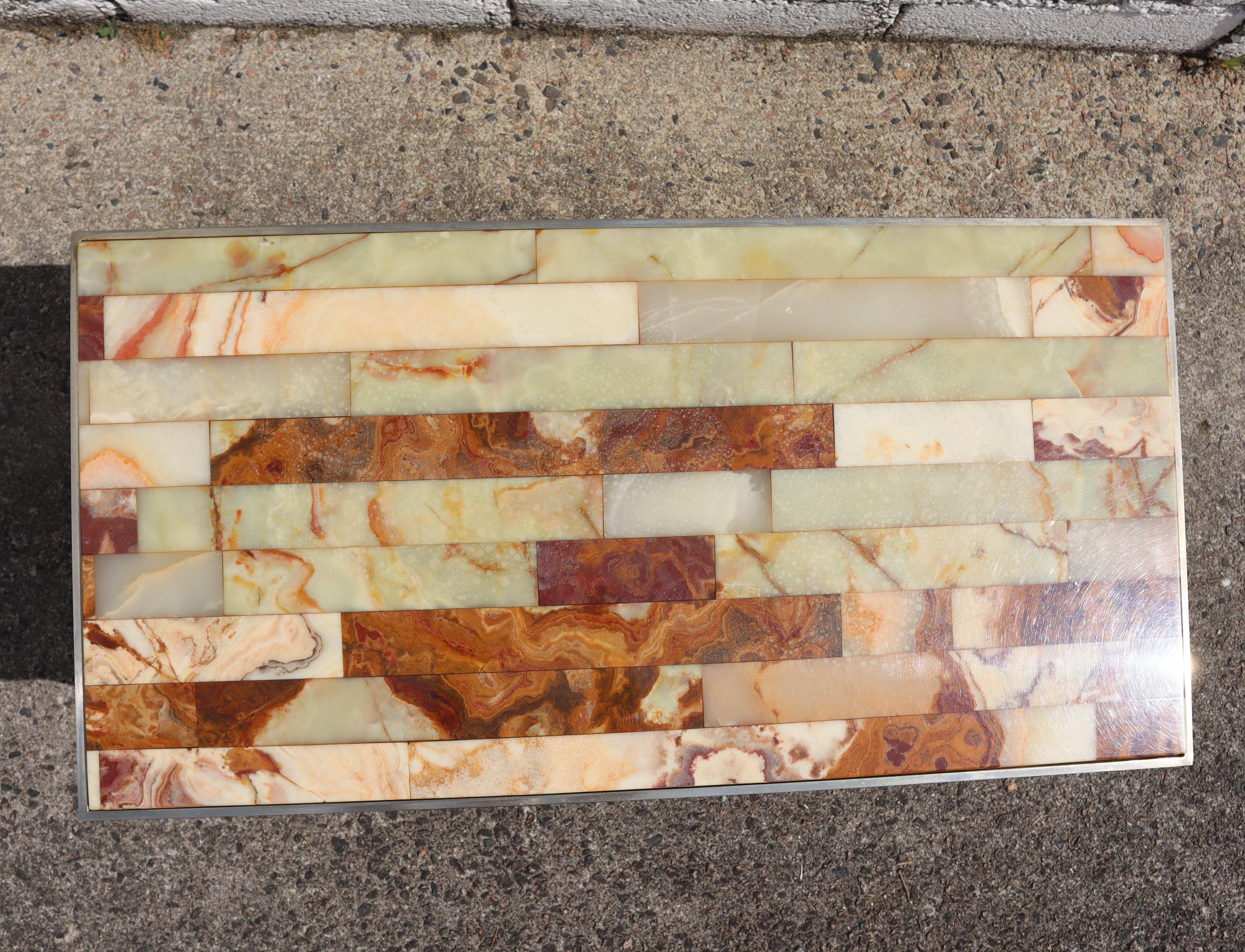 Metal French Onyx  Coffee Table - Maison Jansen Style-70 For Sale