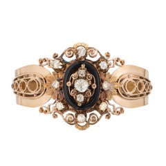 .65 Quilates Diamante Redondo Ónix Oro Rosa Pulsera Brazalete Francés