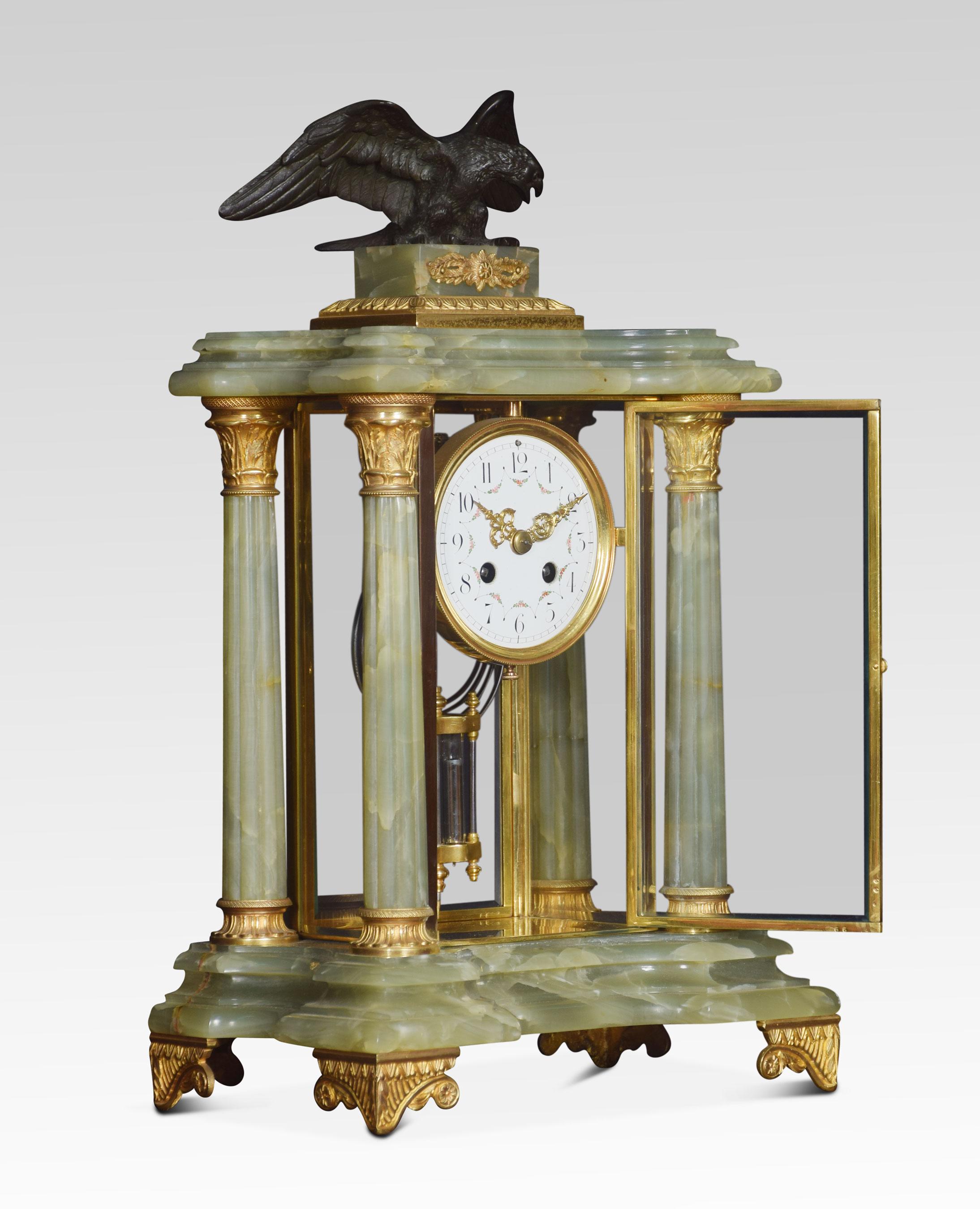 French Onyx Four Glass Clock Set In Good Condition In Cheshire, GB