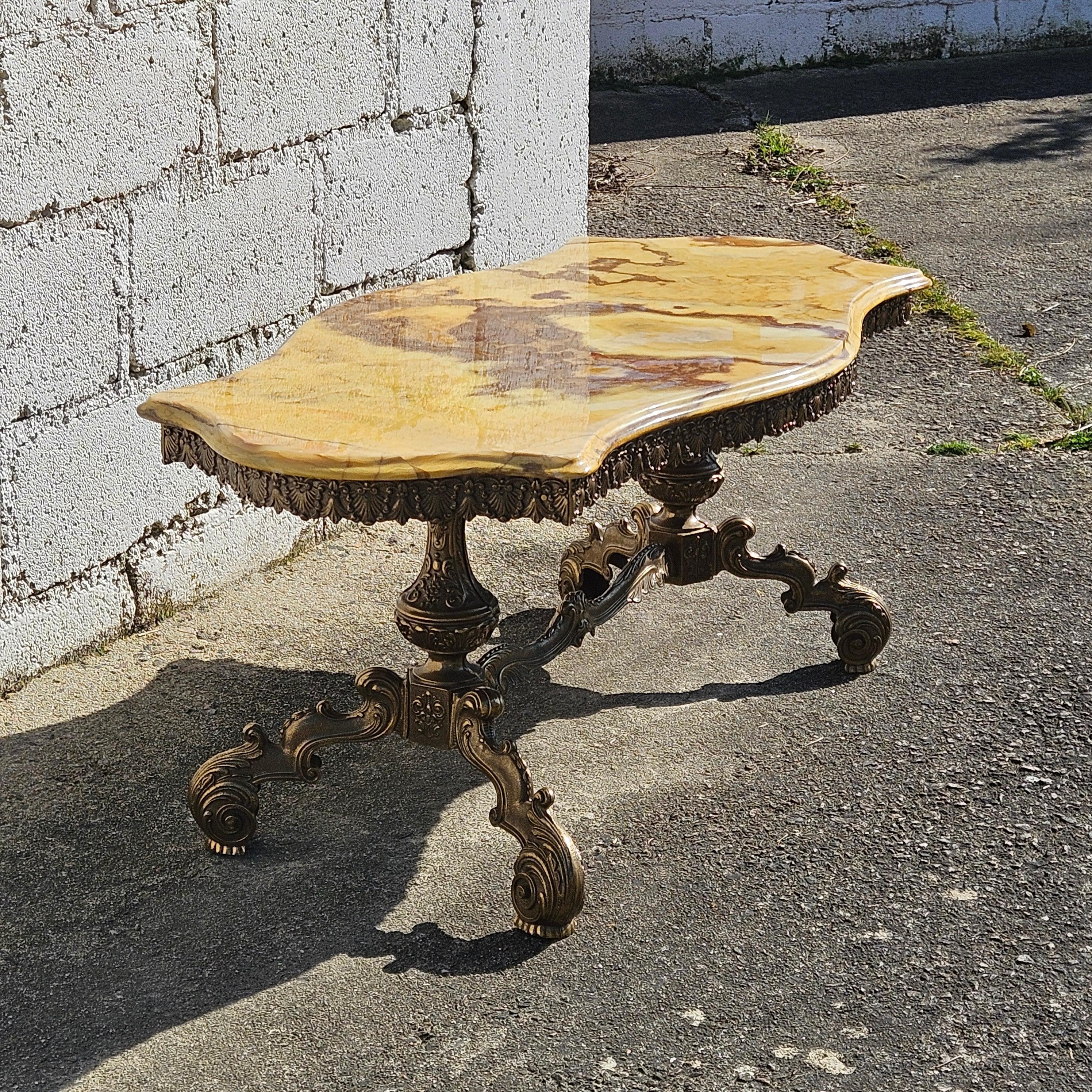 French Onyx Marble & Bronze Coffee Table-Cocktail-Lounge Table-Rococo Styl-60s 5
