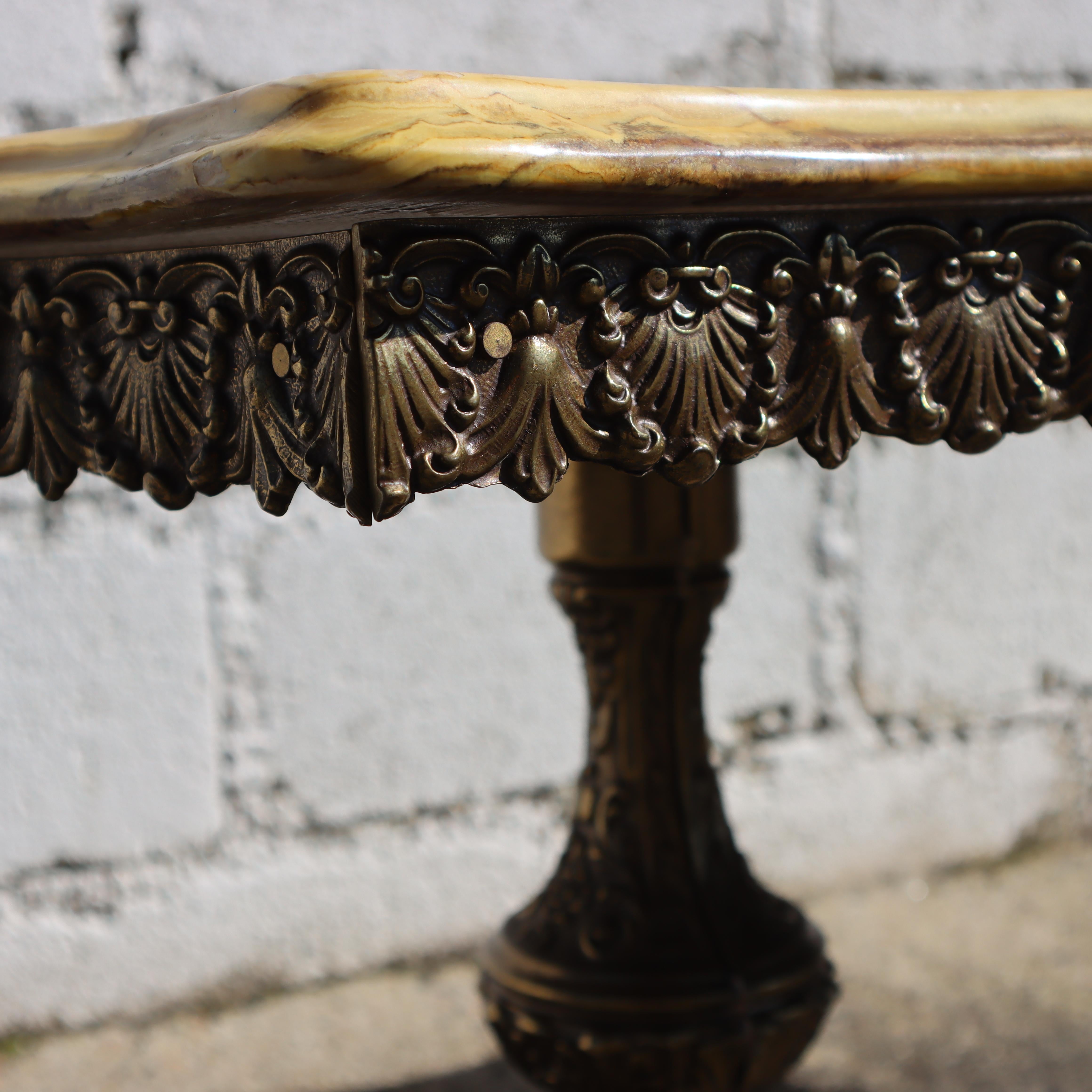 French Onyx Marble & Bronze Coffee Table-Cocktail-Lounge Table-Rococo Styl-60s 6