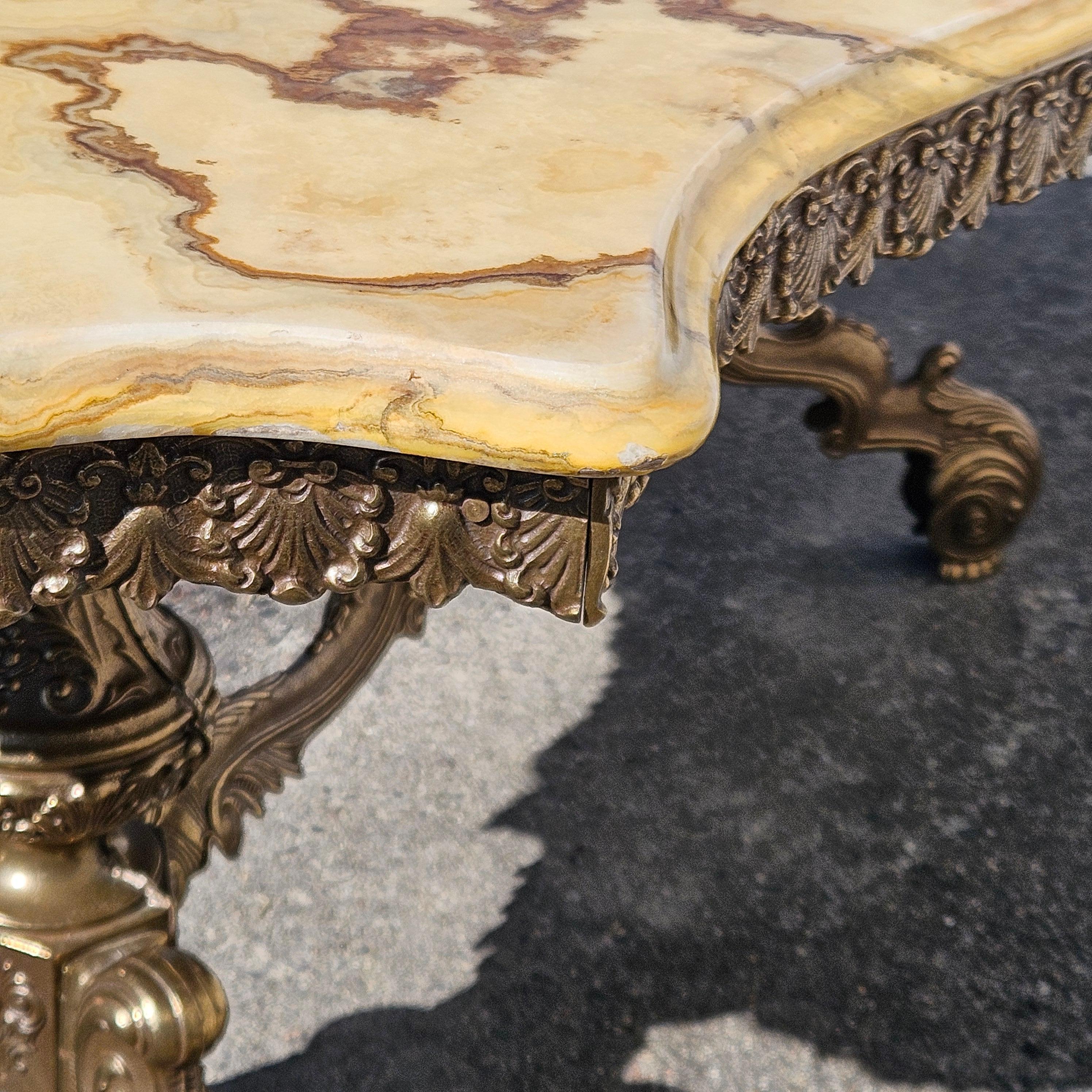 French Onyx Marble & Bronze Coffee Table-Cocktail-Lounge Table-Rococo Styl-60s 7