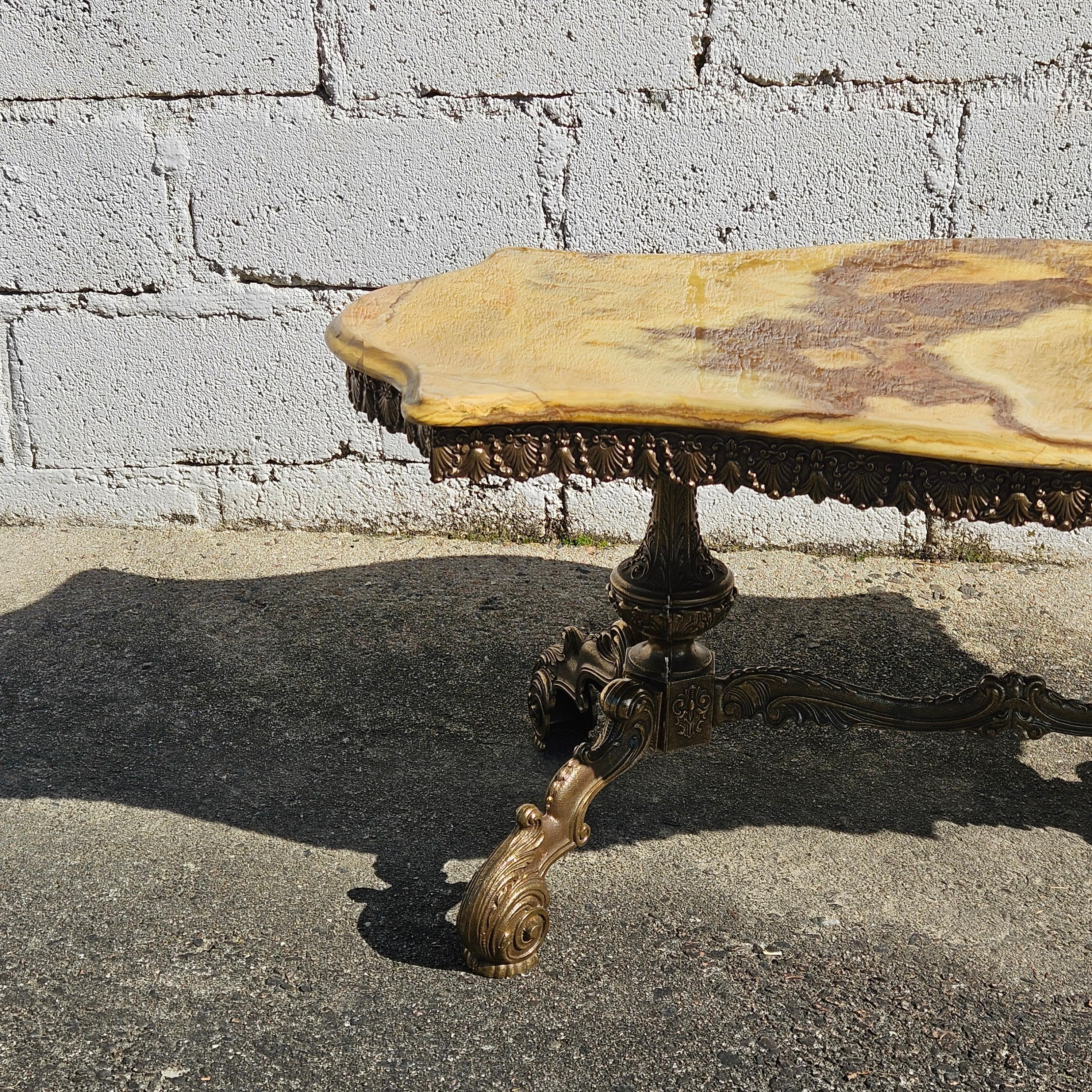 French Onyx Marble & Bronze Coffee Table-Cocktail-Lounge Table-Rococo Styl-60s 8